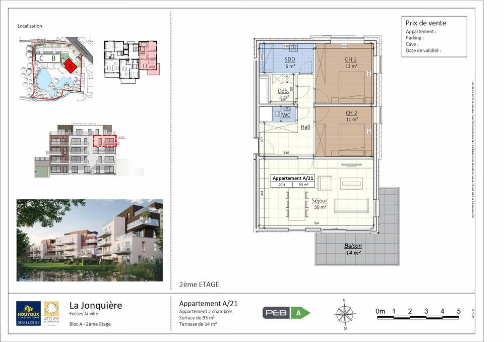 Appartement à vendre à Fosses-la-Ville 5070 299000.00€ 2 chambres 93.00m² - annonce 10163