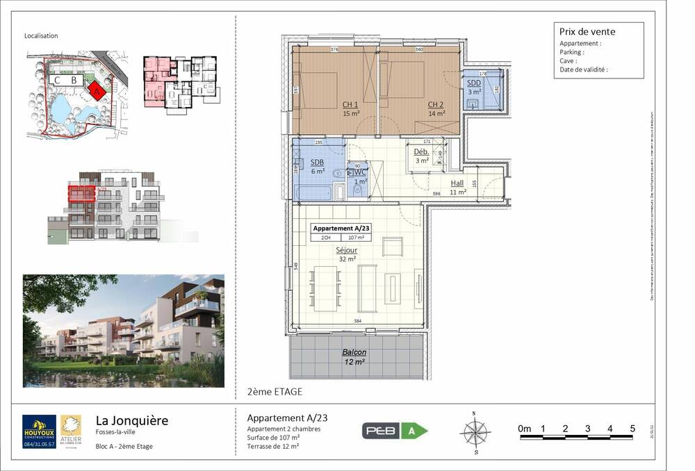 Appartement à vendre à Fosses-la-Ville 5070 327000.00€ 2 chambres 107.00m² - annonce 10161