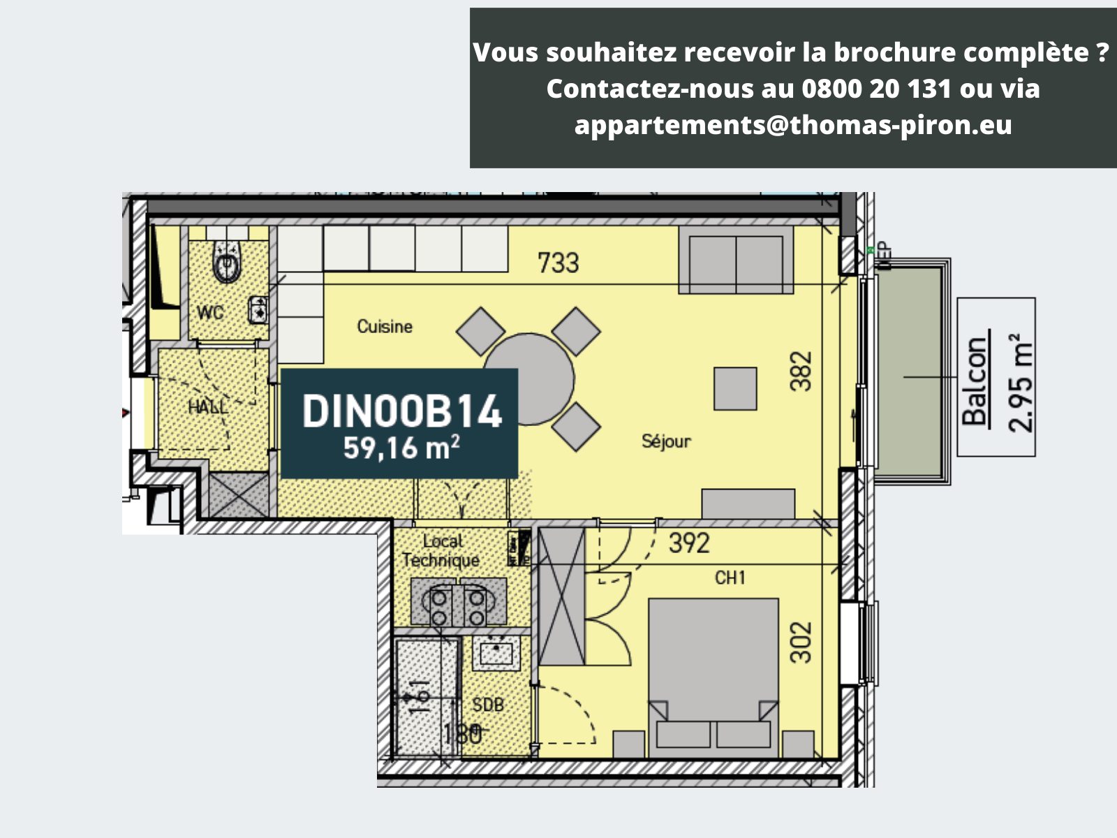 Appartement à vendre à Ciney 5590 195000.00€ 1 chambres 59.00m² - annonce 366485