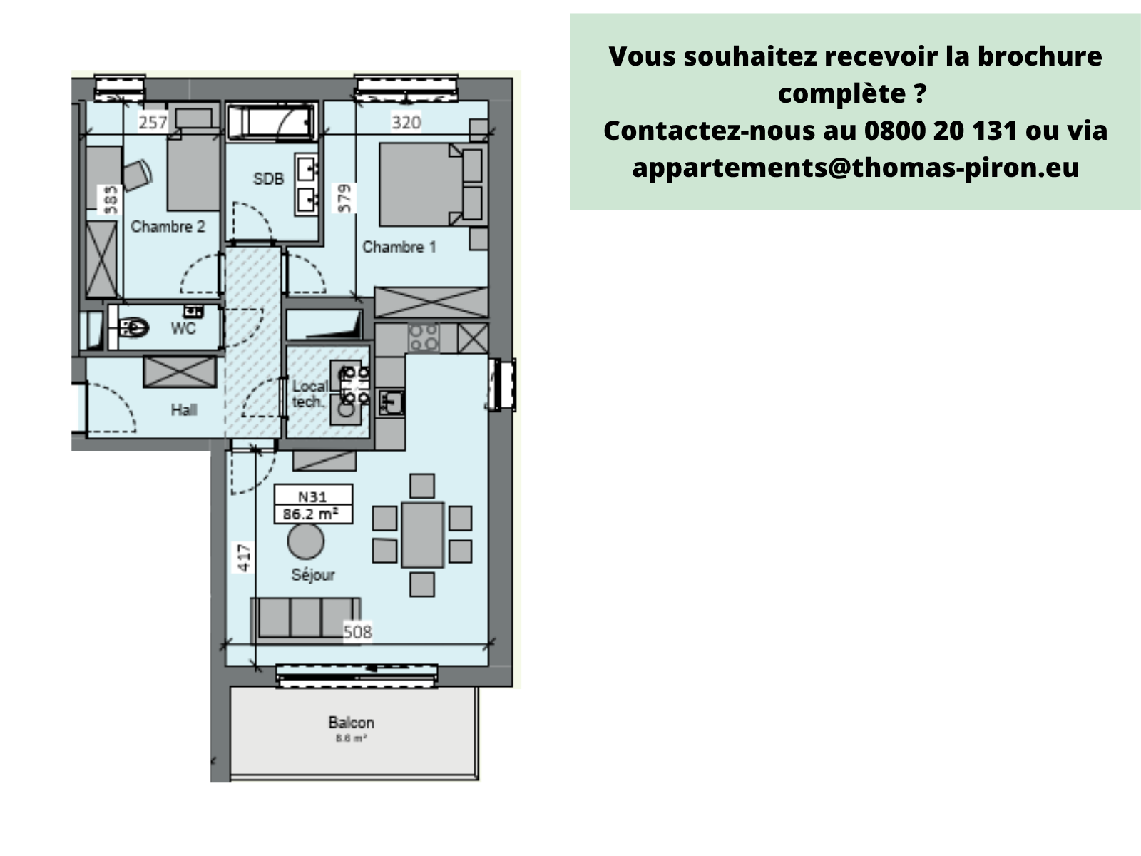 Appartement à vendre à Sambreville 5060 310000.00€ 2 chambres 86.20m² - annonce 365661