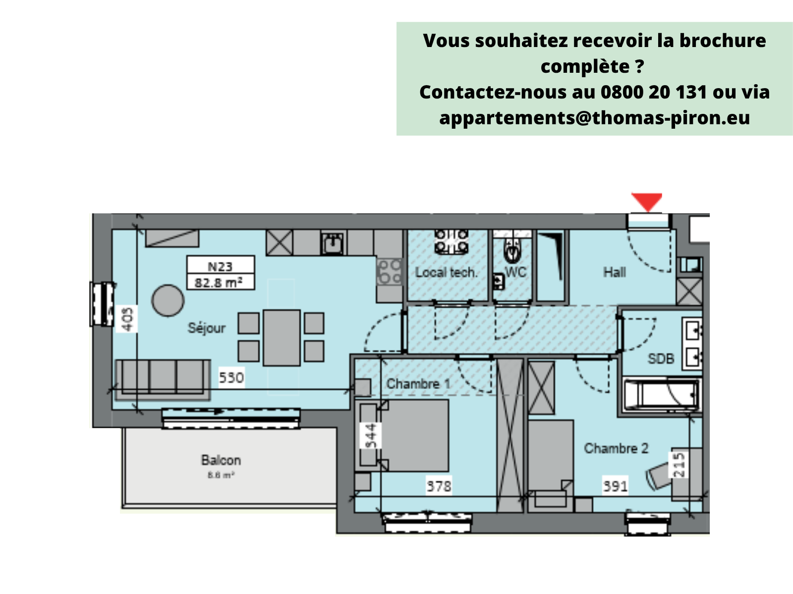 Appartement à vendre à Sambreville 5060 280000.00€ 2 chambres 82.80m² - annonce 365658