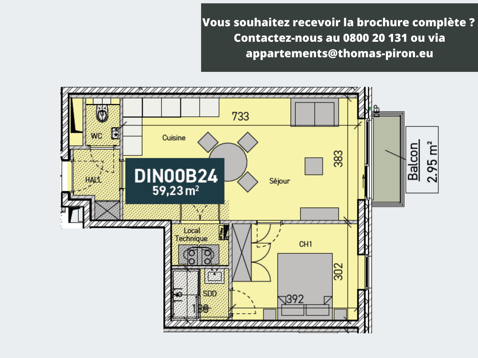 Appartement à vendre à Ciney 5590 210000.00€ 1 chambres 59.00m² - annonce 366484