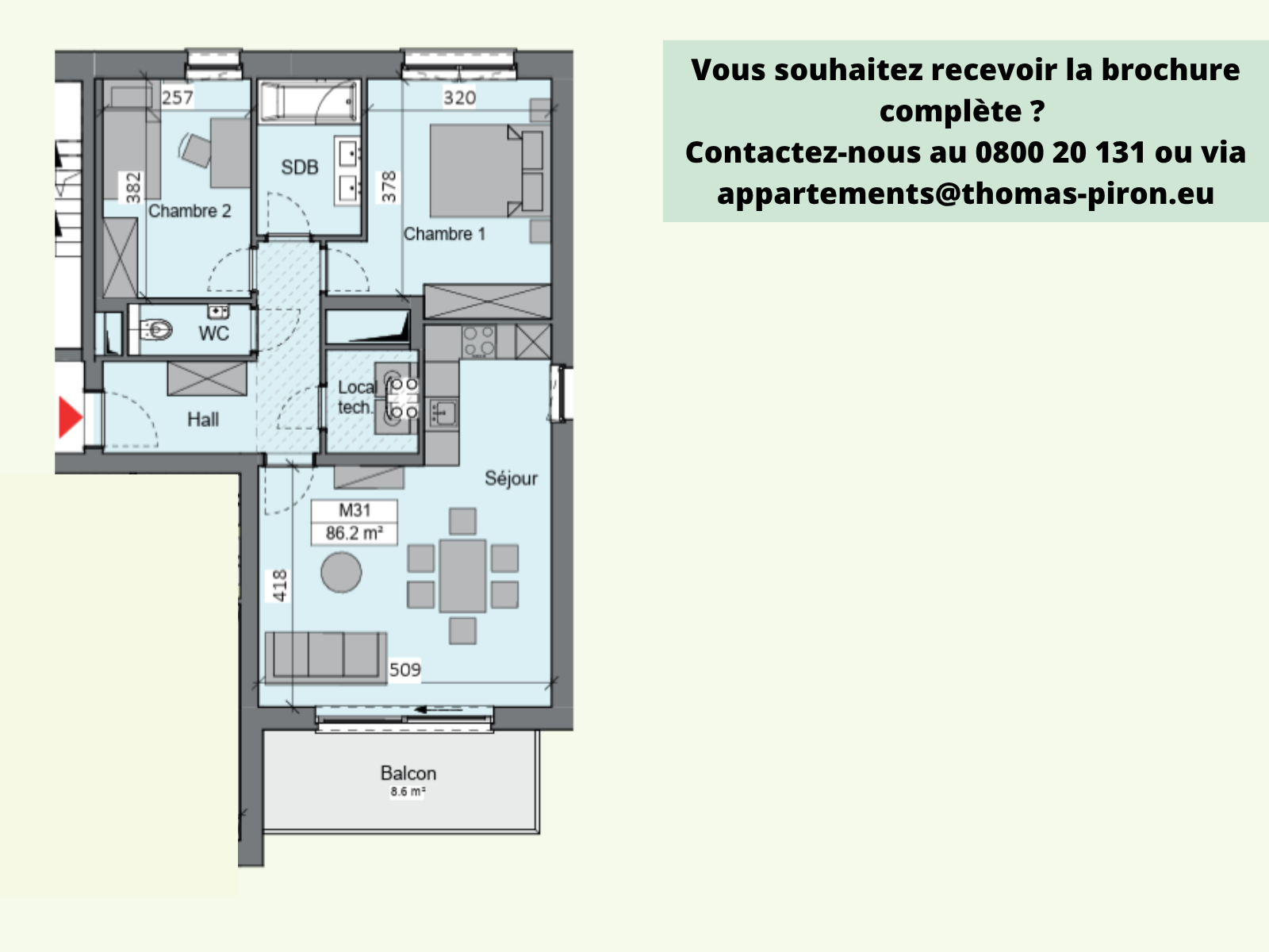 Appartement à vendre à Sambreville 5060 310000.00€ 2 chambres 86.20m² - annonce 365611