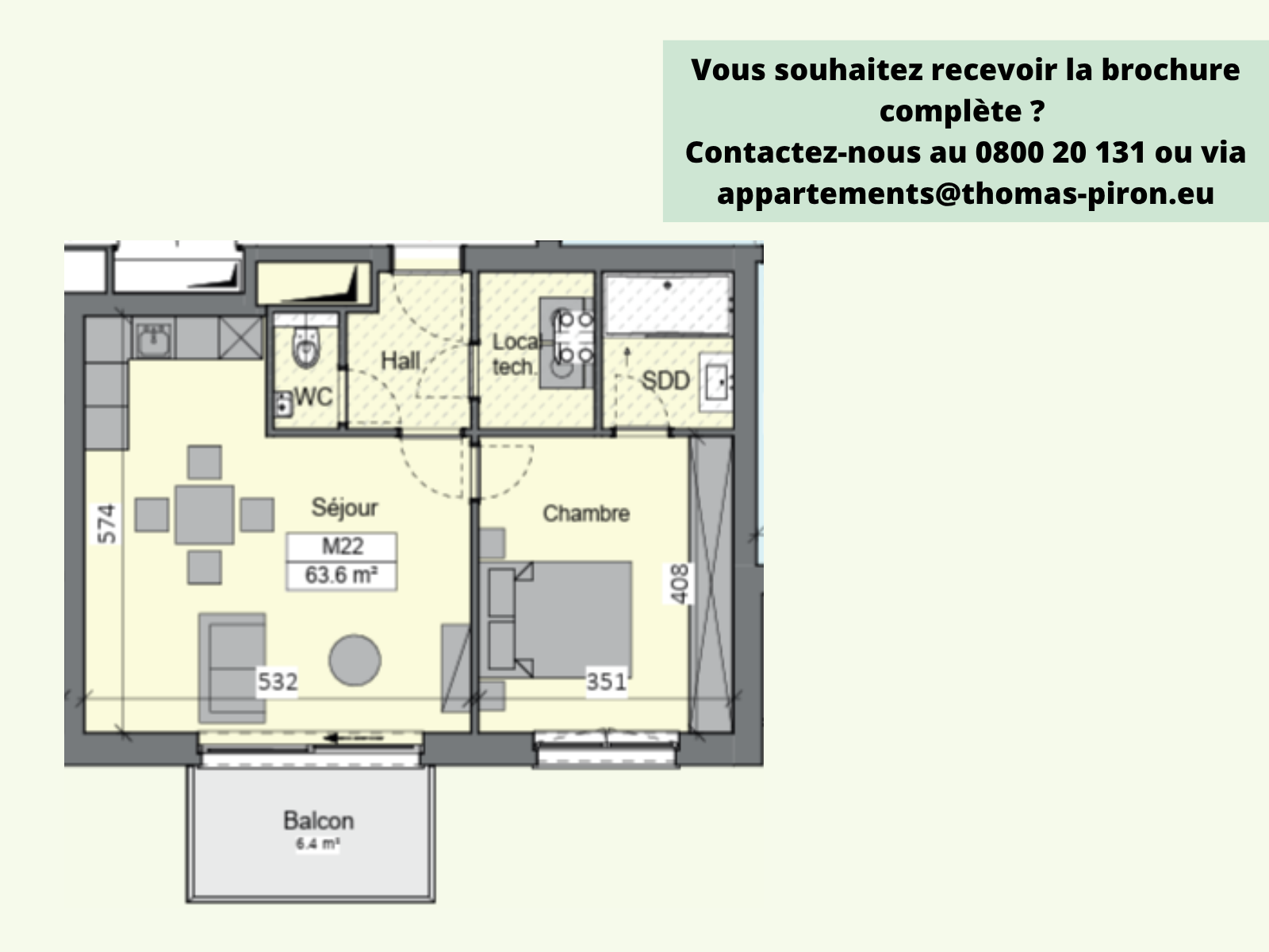 Appartement à vendre à Sambreville 5060 205000.00€ 1 chambres 63.60m² - annonce 365613