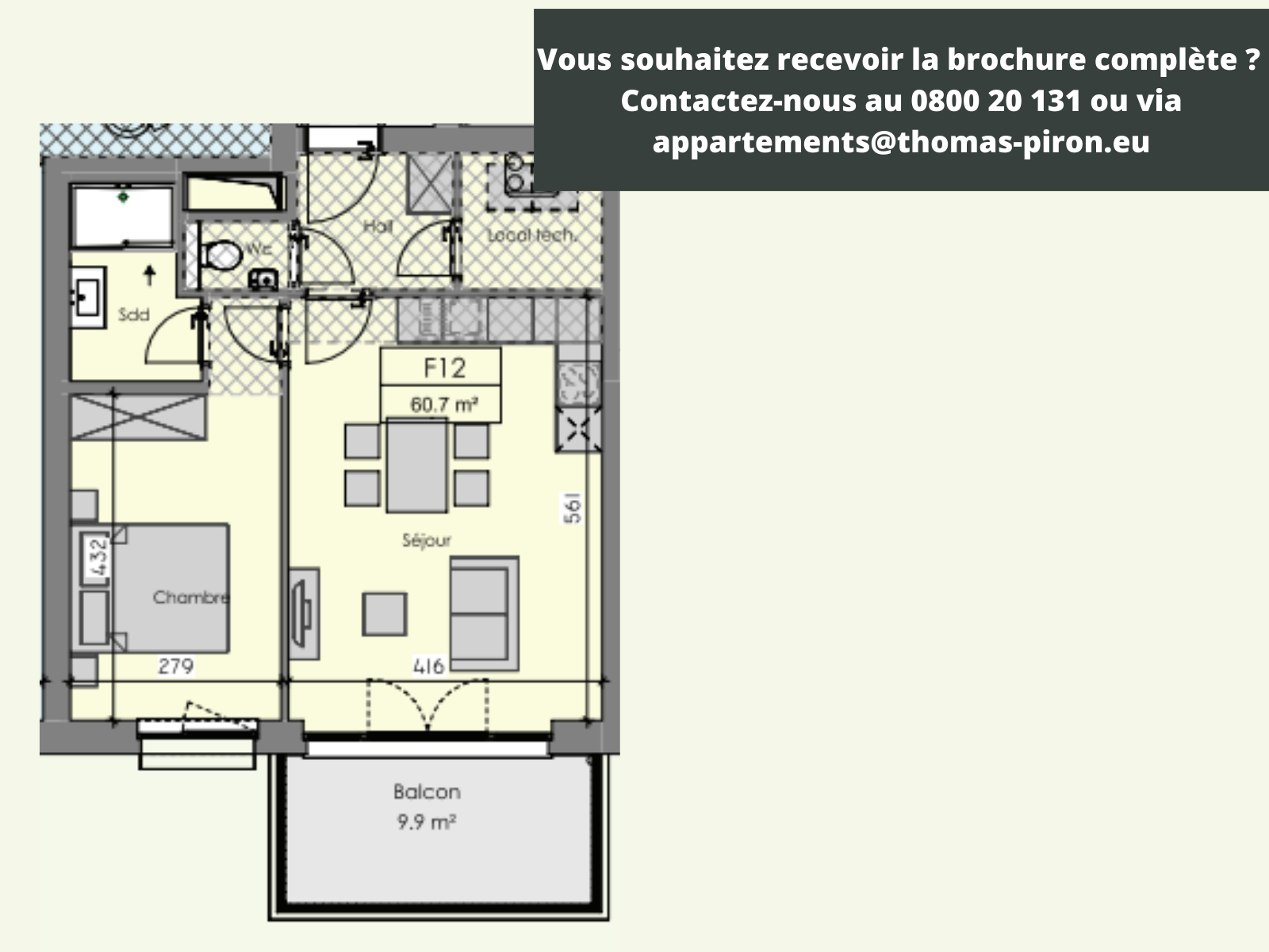 Appartement à vendre à Ciney 5590 238000.00€ 1 chambres 60.70m² - annonce 366283