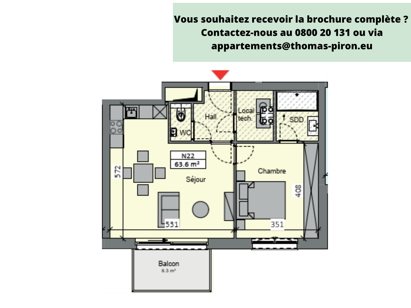 Appartement à vendre à Sambreville 5060 198000.00€ 1 chambres 63.60m² - annonce 365659