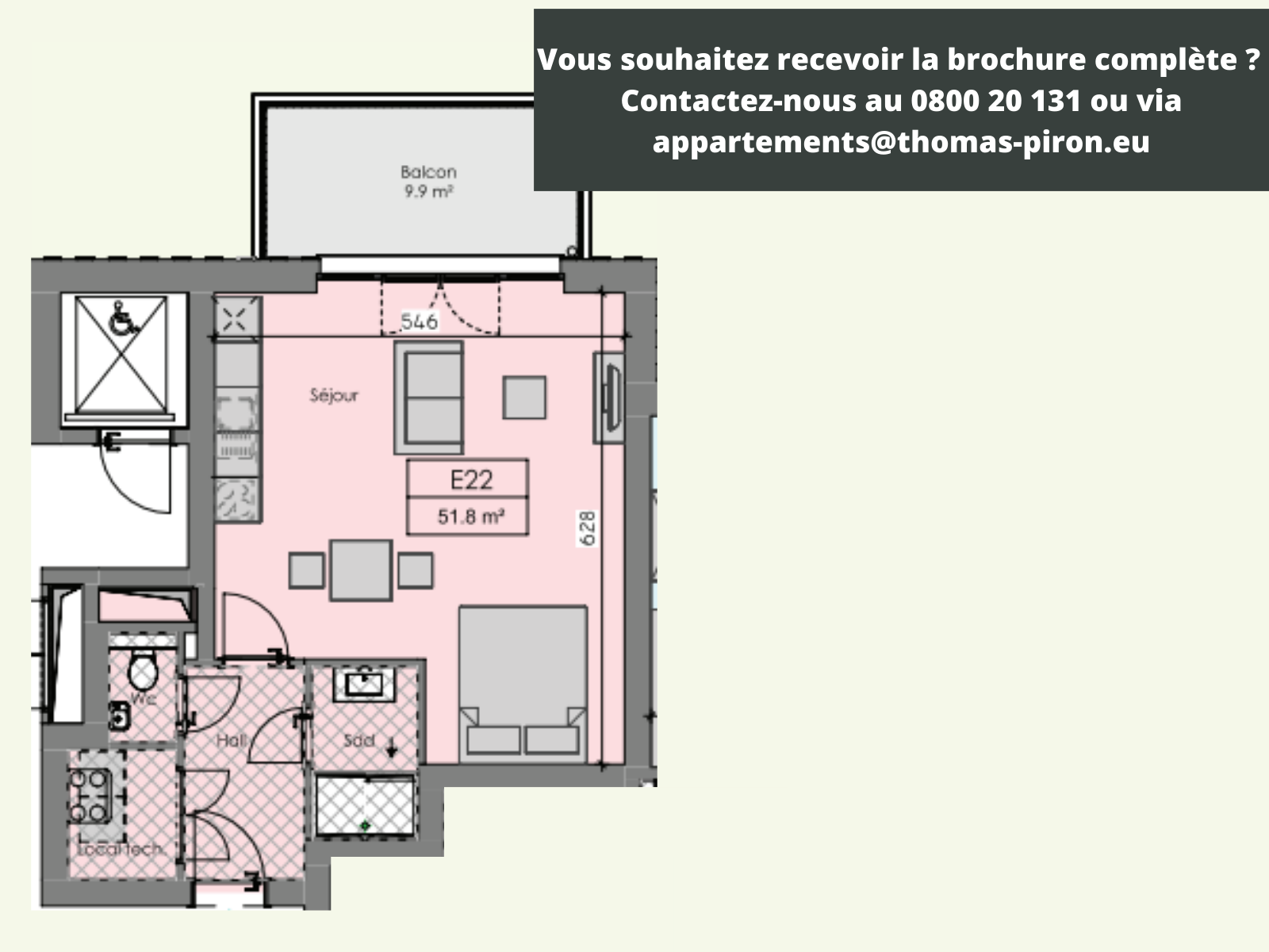 Studio à vendre à Ciney 5590 208000.00€ chambres 51.80m² - annonce 366256