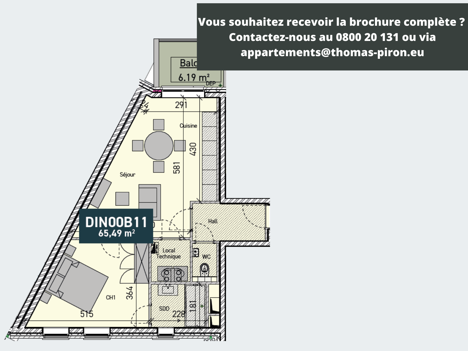 Appartement à vendre à Ciney 5590 199000.00€ 1 chambres 65.00m² - annonce 366220