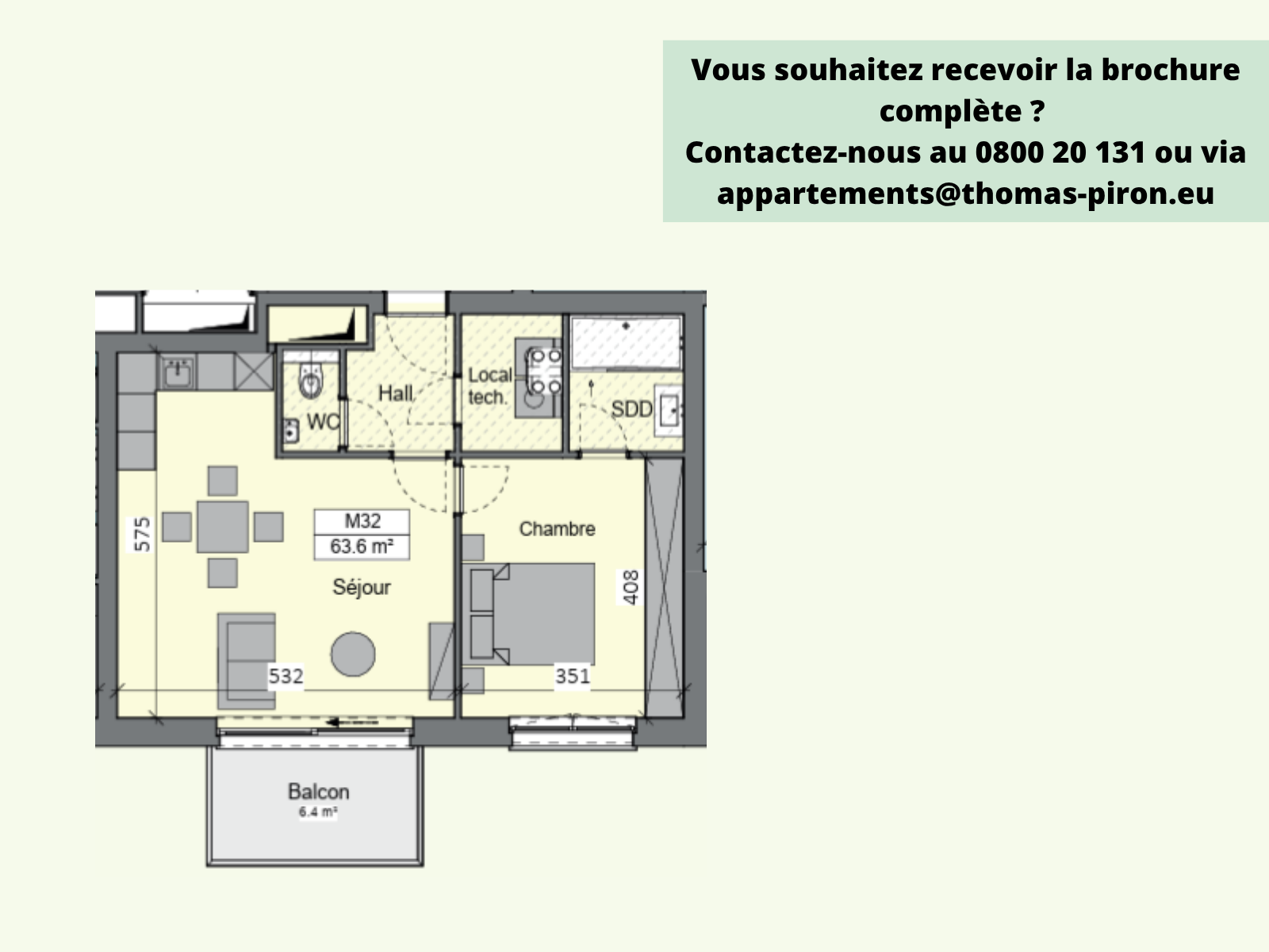 Appartement à vendre à Sambreville 5060 215000.00€ 1 chambres 63.60m² - annonce 365601