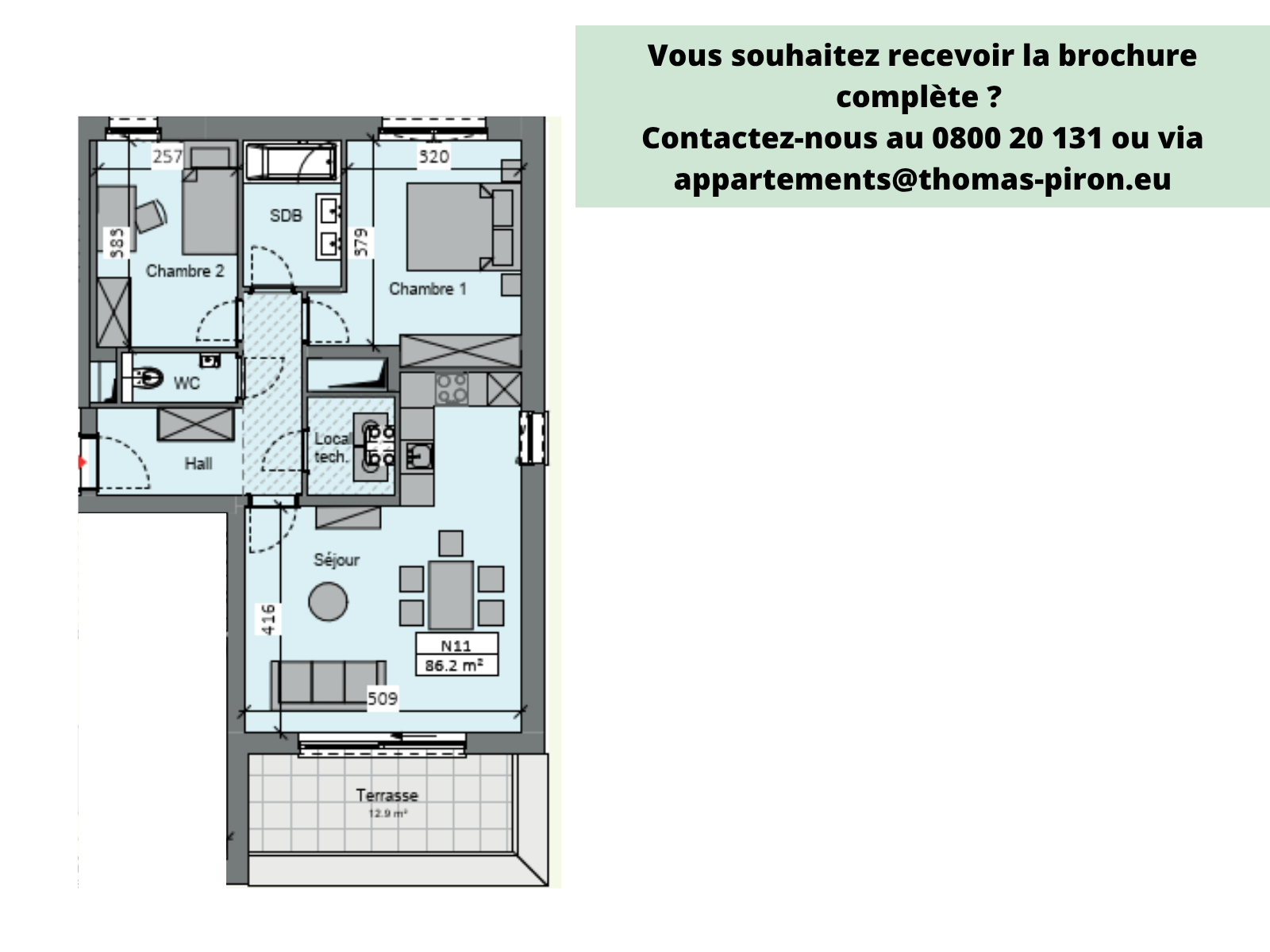Appartement à vendre à Sambreville 5060 275000.00€ 2 chambres 86.20m² - annonce 365664
