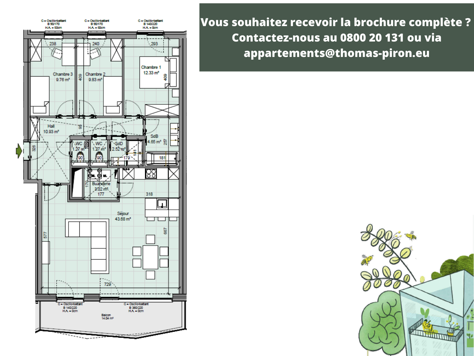 Appartement à vendre à Gembloux 5030 398000.00€ 3 chambres 114.00m² - annonce 408601