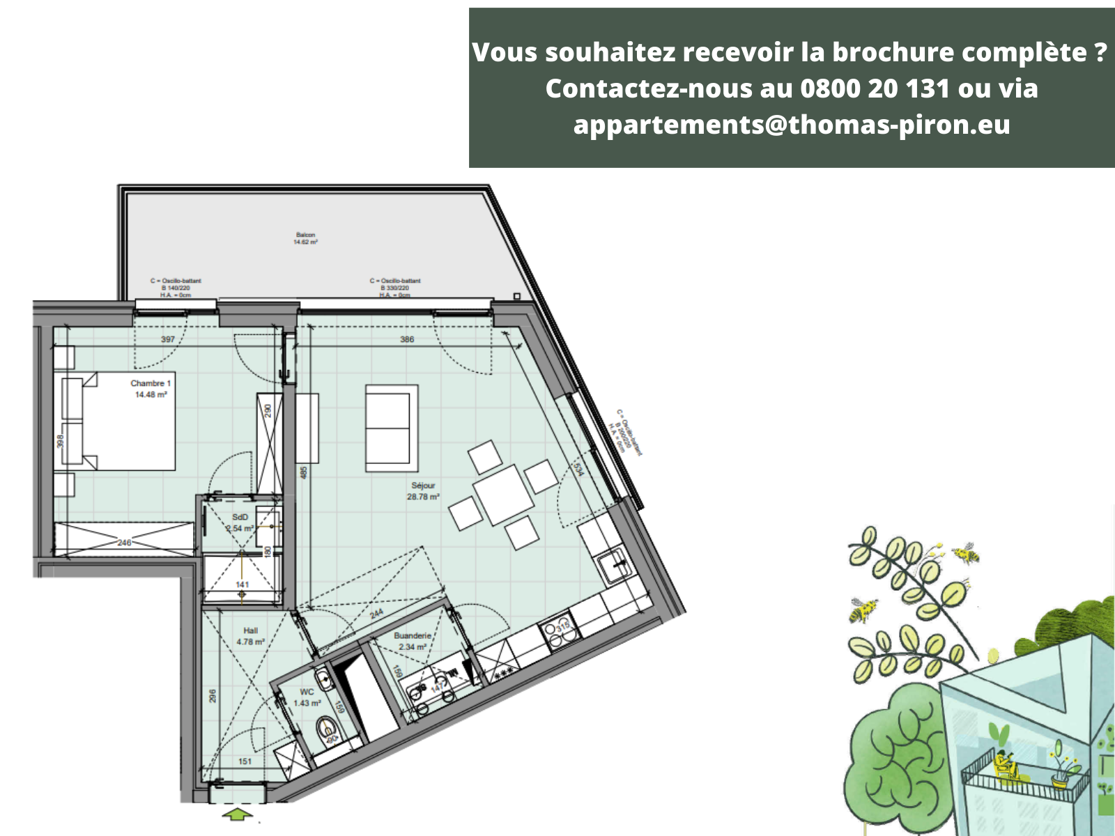 Appartement à vendre à Gembloux 5030 265000.00€ 1 chambres 66.00m² - annonce 408567