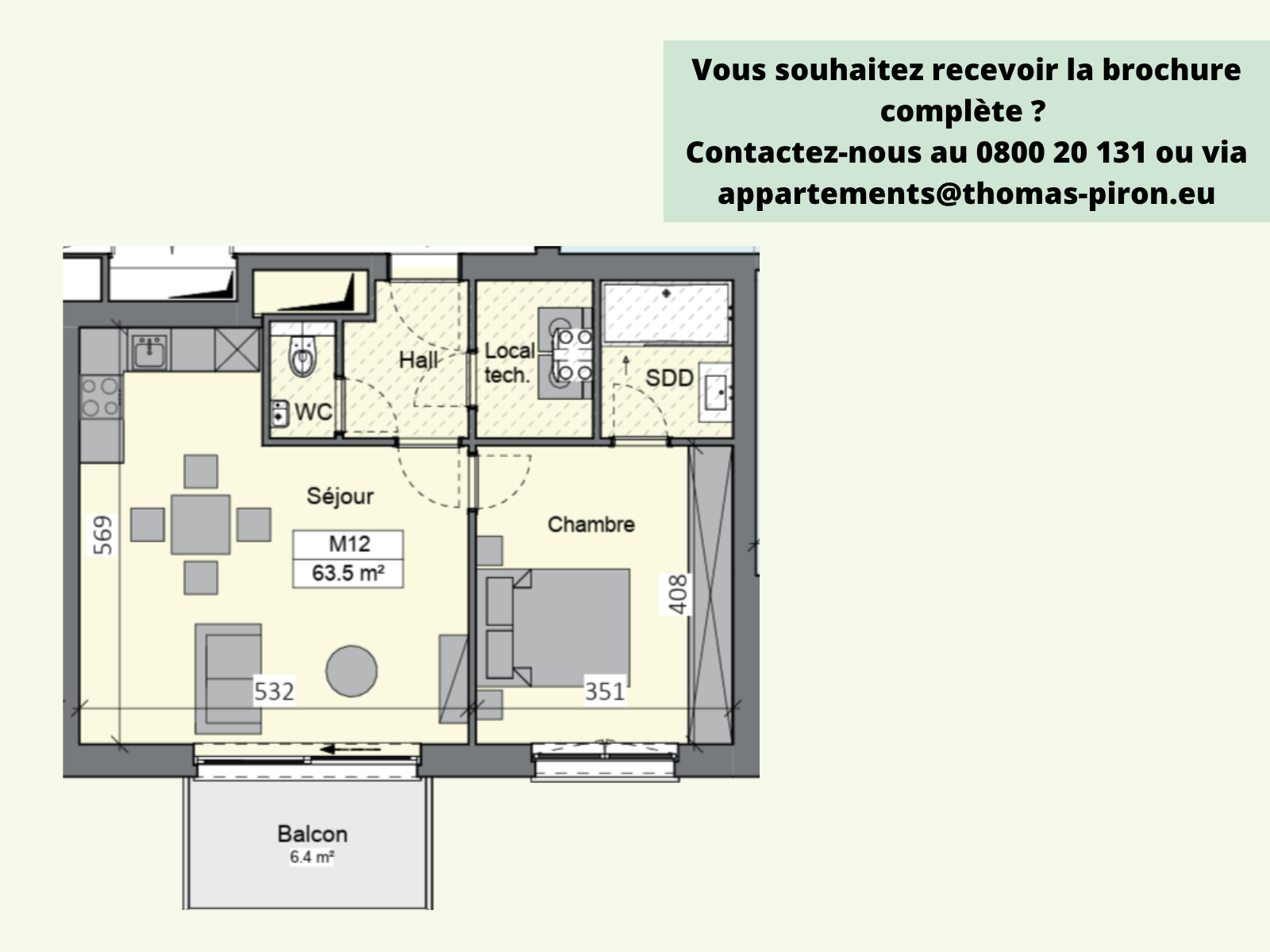 Appartement à vendre à Sambreville 5060 195000.00€ 1 chambres 63.50m² - annonce 524710