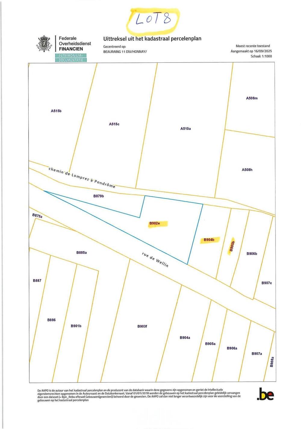 Terrain non bâtissable à vendre à Honnay 5570 3580.00€ chambres m² - annonce 542090