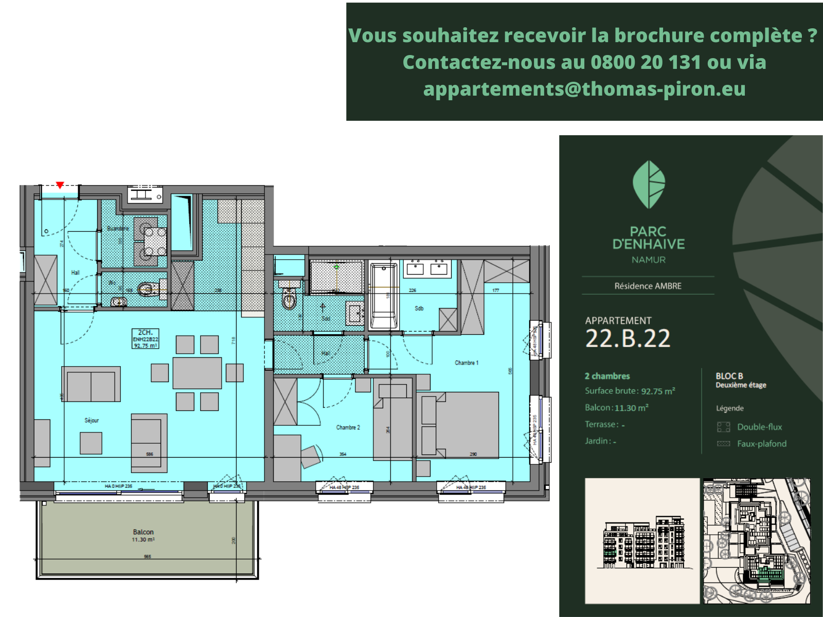 Appartement à vendre à Jambes 5100 0.00€ 2 chambres 92.75m² - annonce 555484