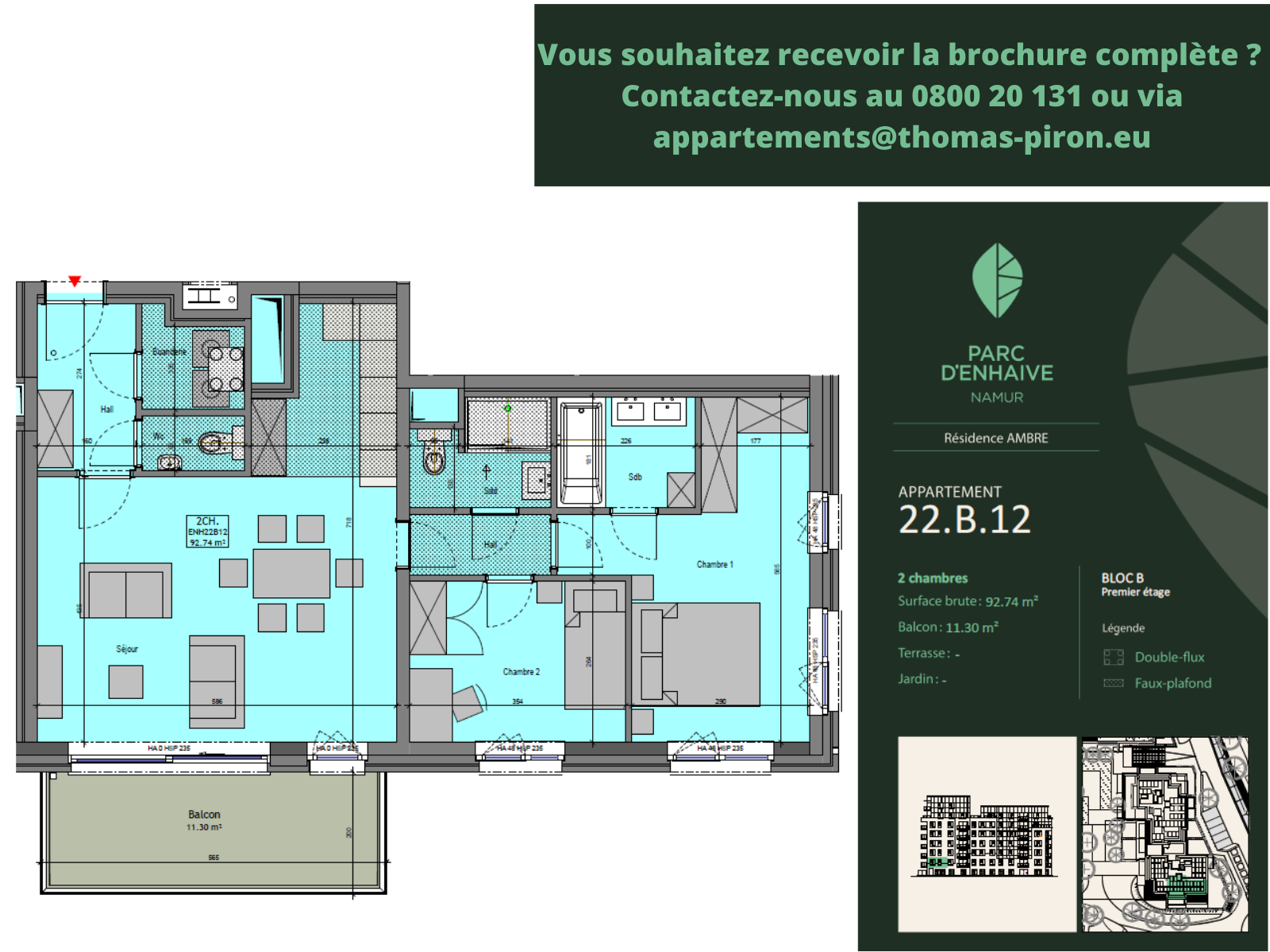 Appartement à vendre à Jambes 5100 0.00€ 2 chambres 92.74m² - annonce 555487