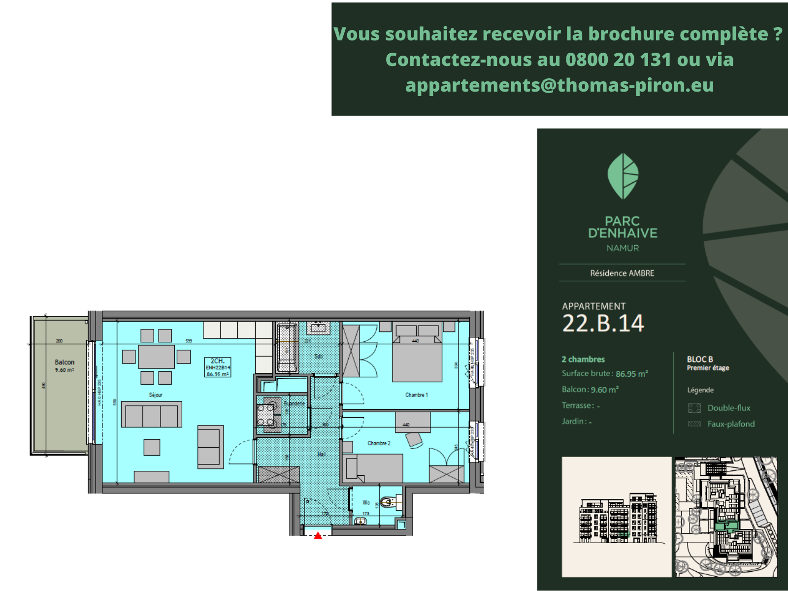 Appartement à vendre à Jambes 5100 0.00€ 2 chambres 86.95m² - annonce 555489