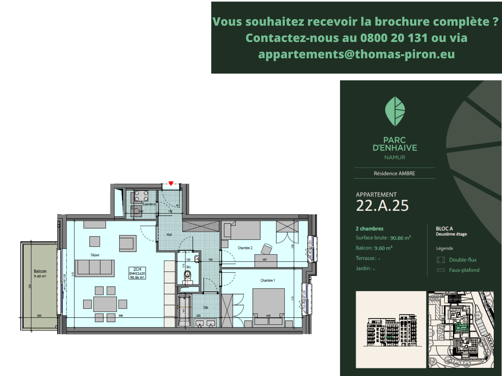 Appartement à vendre à Jambes 5100 0.00€ 2 chambres 90.86m² - annonce 555486