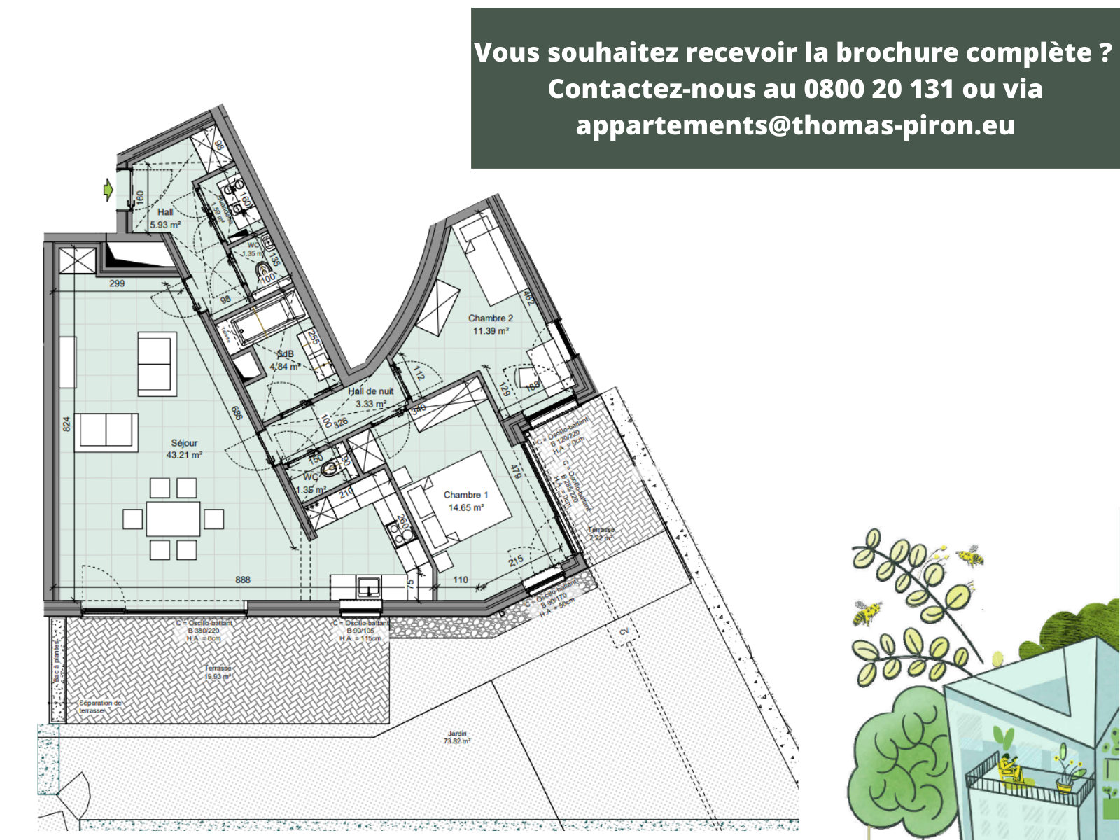 Appartement à vendre à Gembloux 5030 375000.00€ 2 chambres 109.00m² - annonce 555361