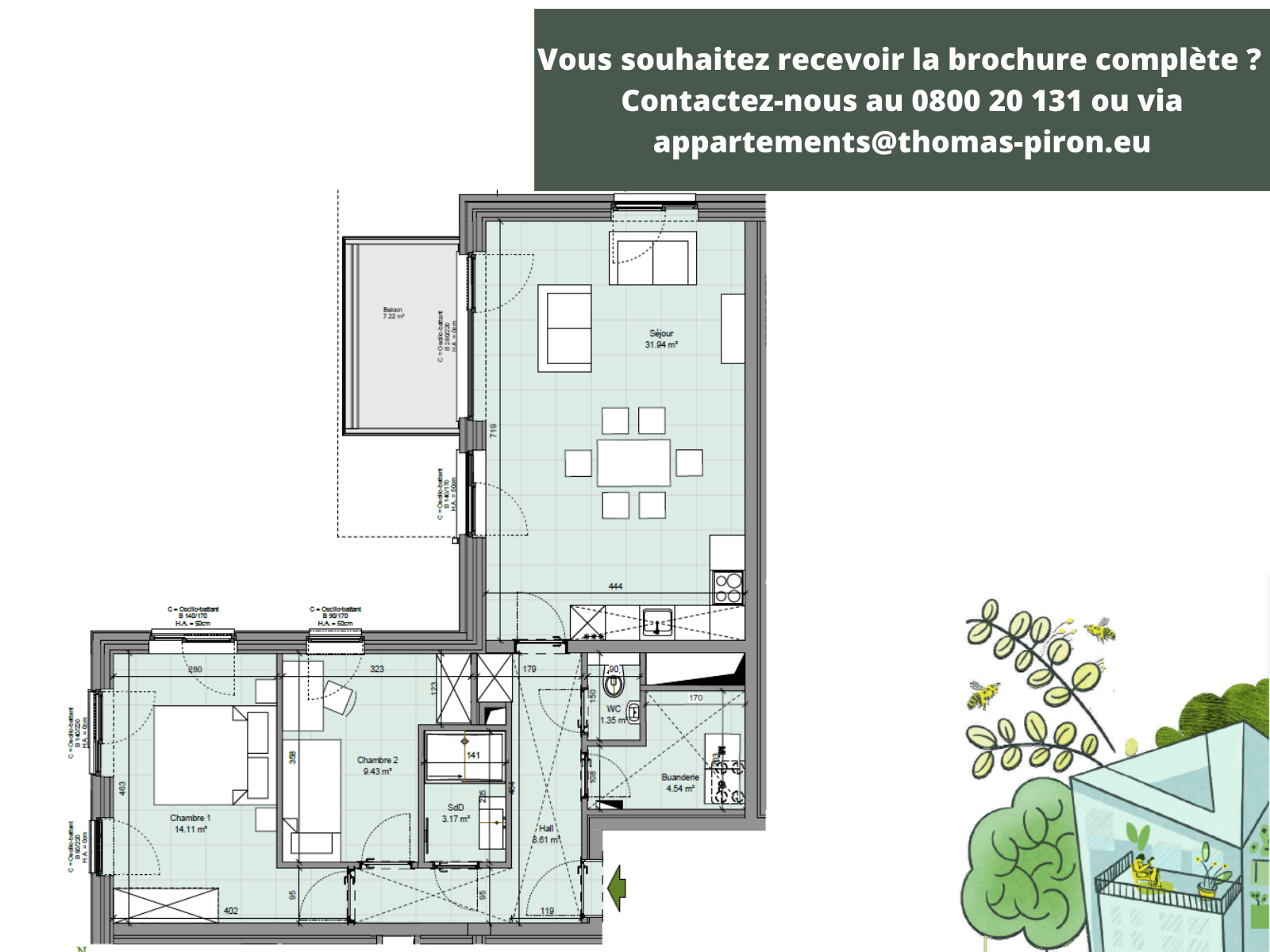 Appartement à vendre à Gembloux 5030 298000.00€ 2 chambres 91.00m² - annonce 555377