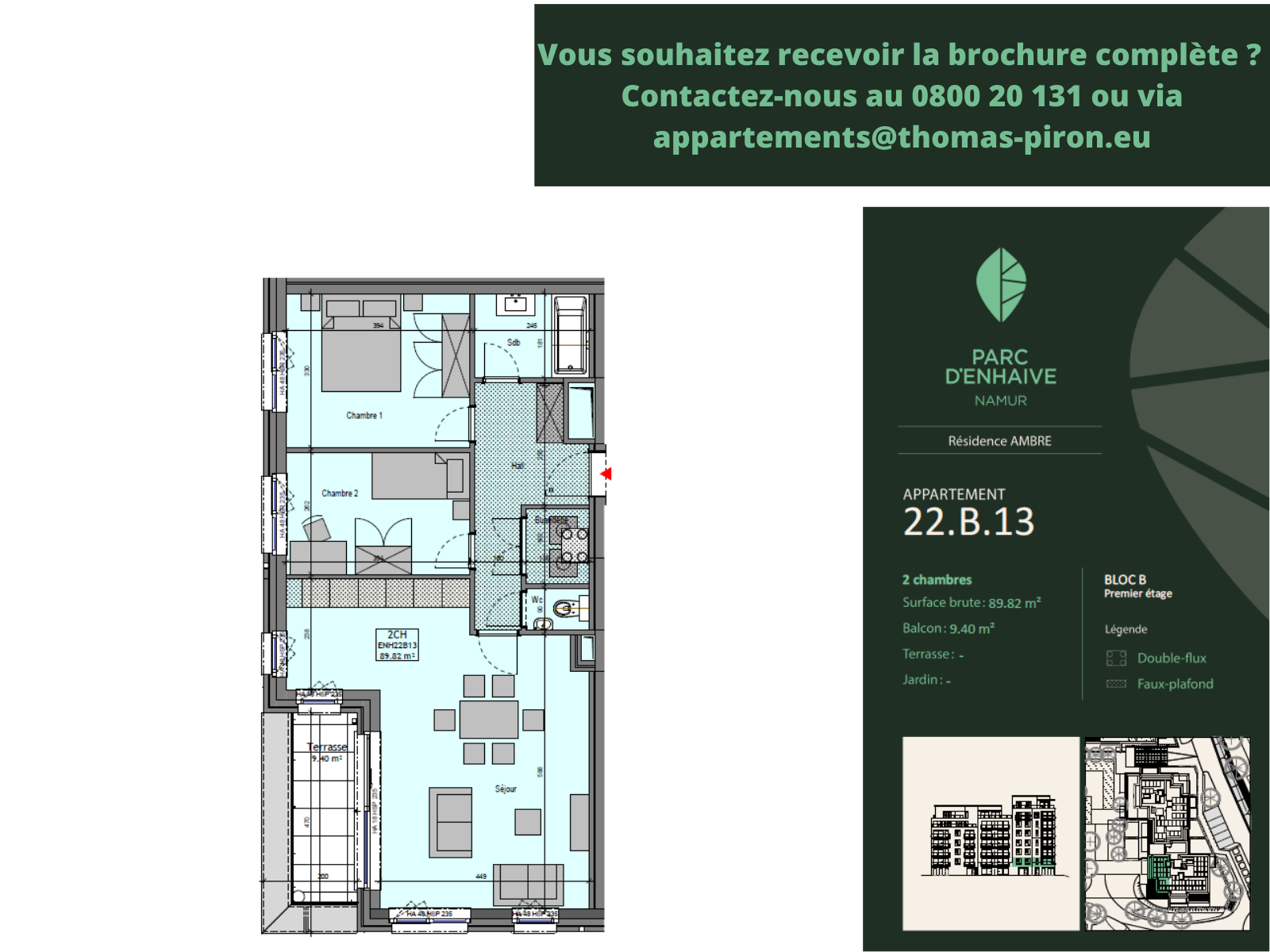 Appartement à vendre à Jambes 5100 0.00€ 2 chambres 89.82m² - annonce 555483