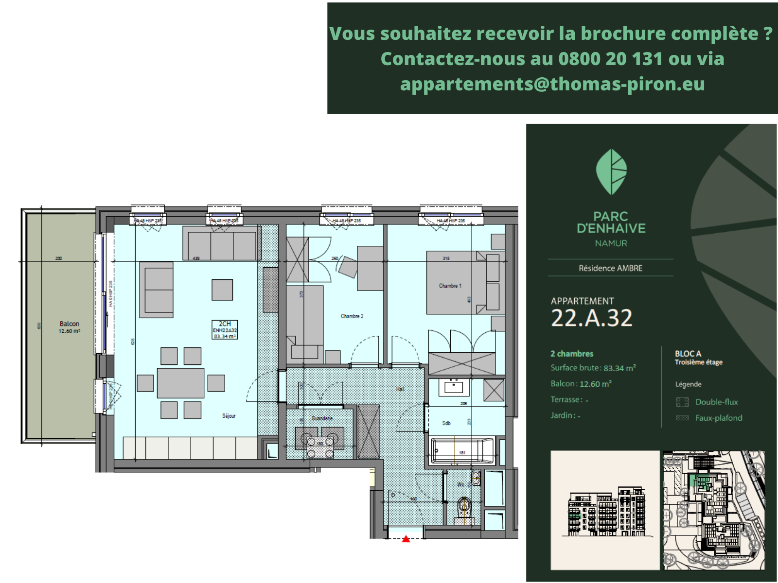 Appartement à vendre à Jambes 5100 0.00€ 2 chambres 83.34m² - annonce 555479