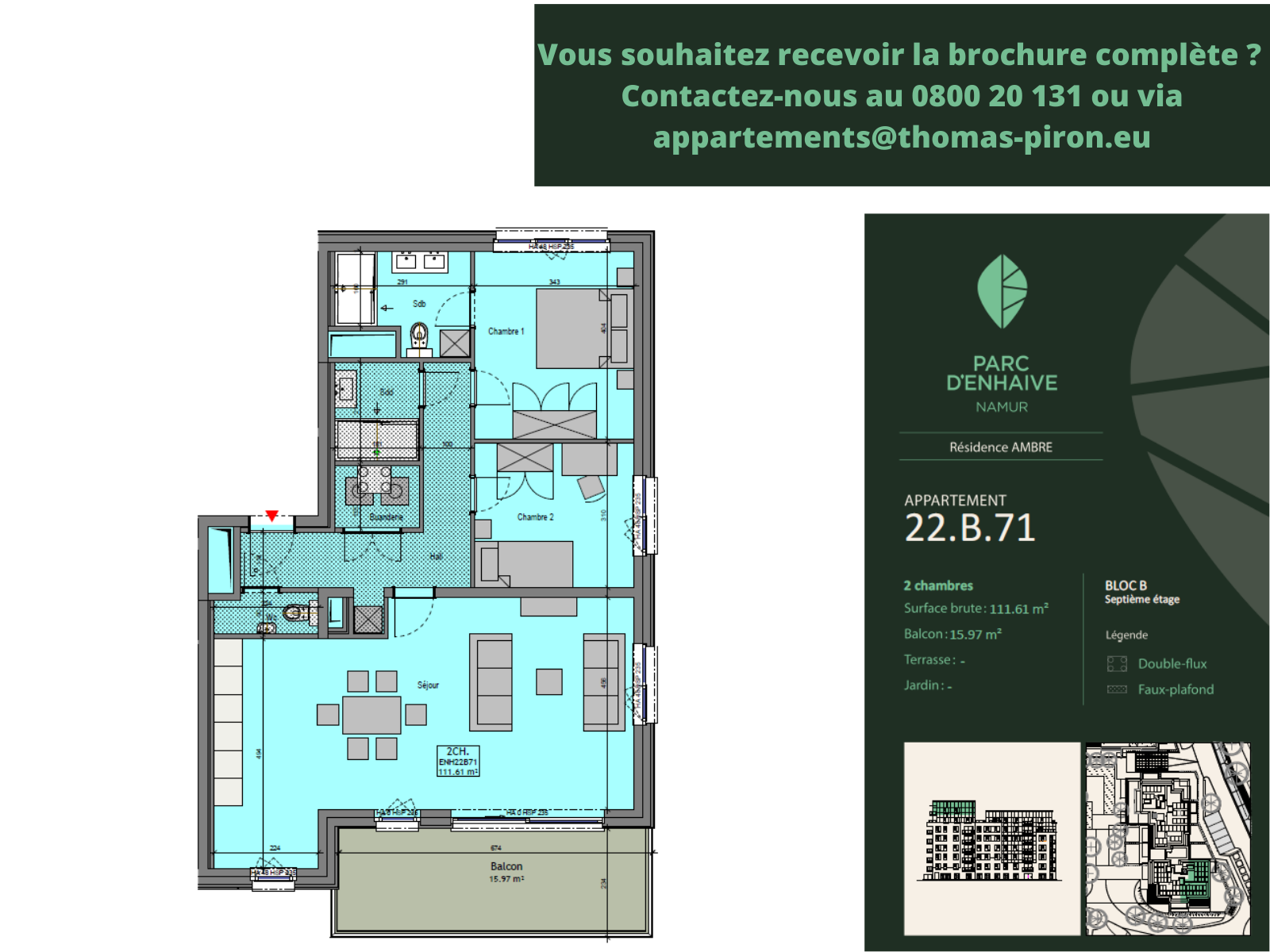 Appartement à vendre à Jambes 5100 0.00€ 2 chambres 111.61m² - annonce 555481