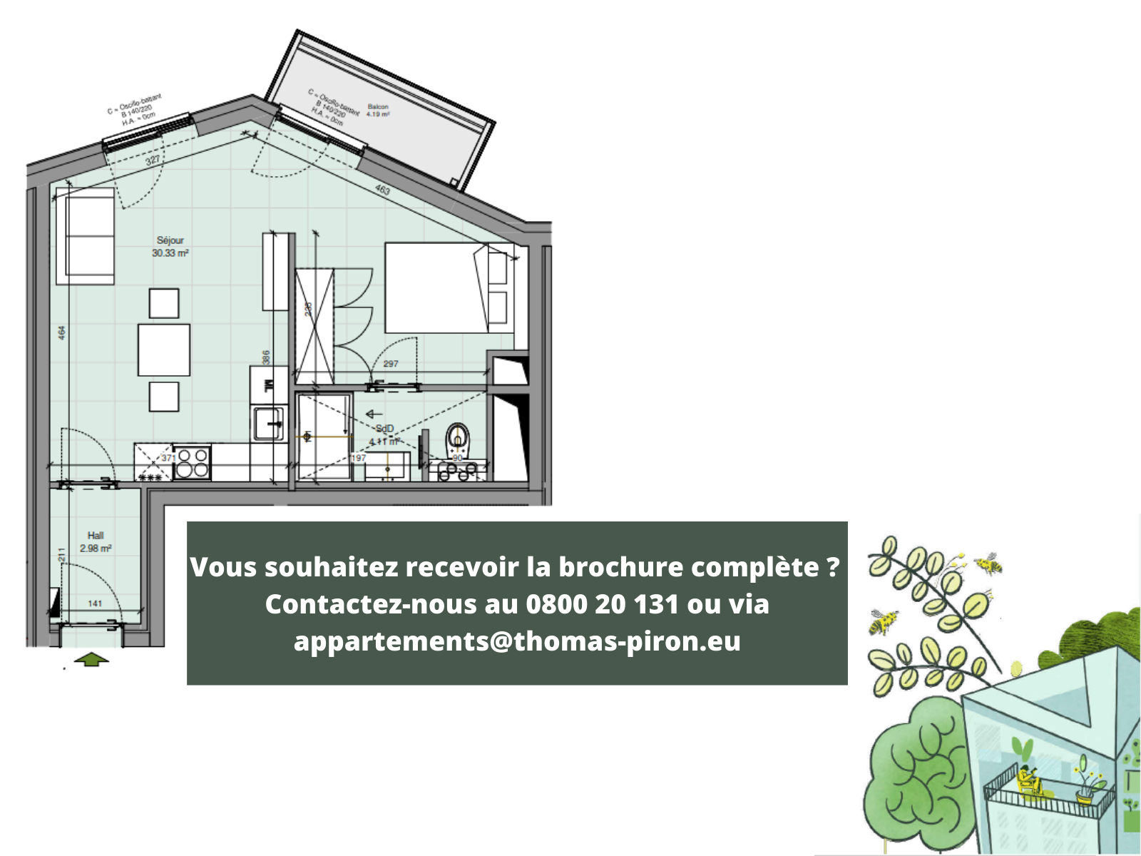 Appartement à vendre à Gembloux 5030 190000.00€  chambres 46.00m² - annonce 555372