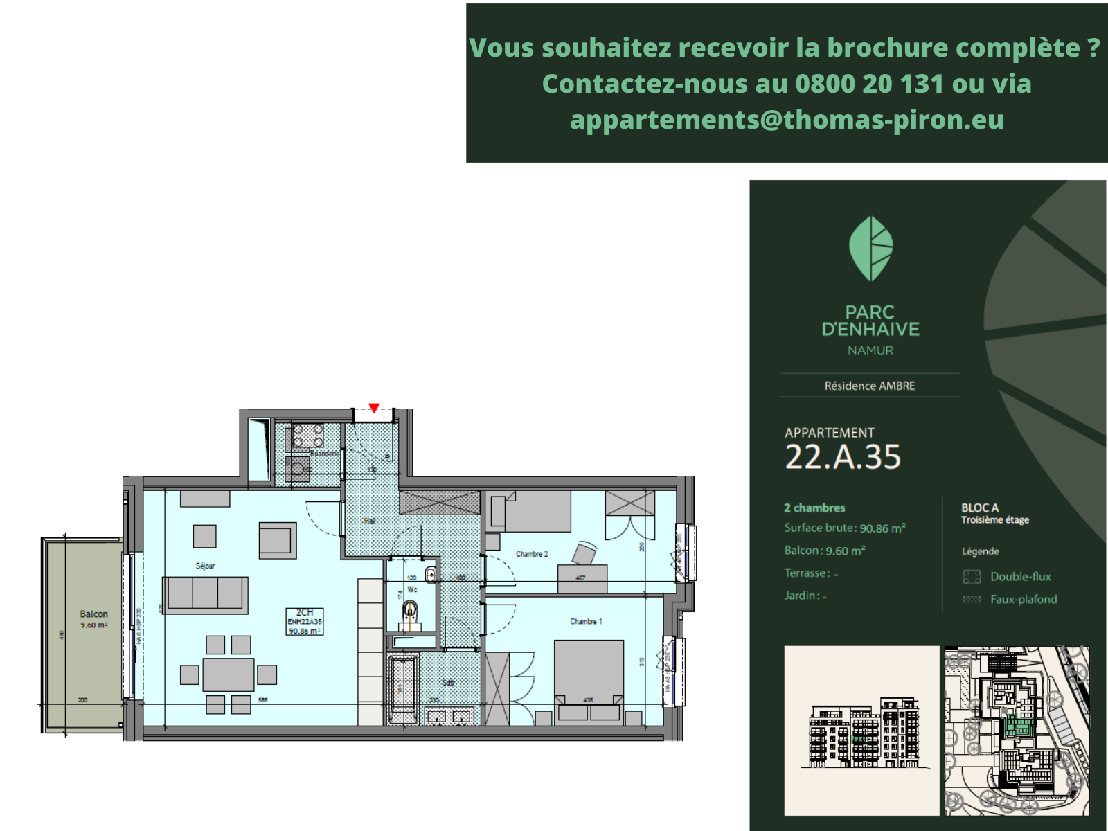 Appartement à vendre à Jambes 5100 0.00€ 2 chambres 90.86m² - annonce 555490