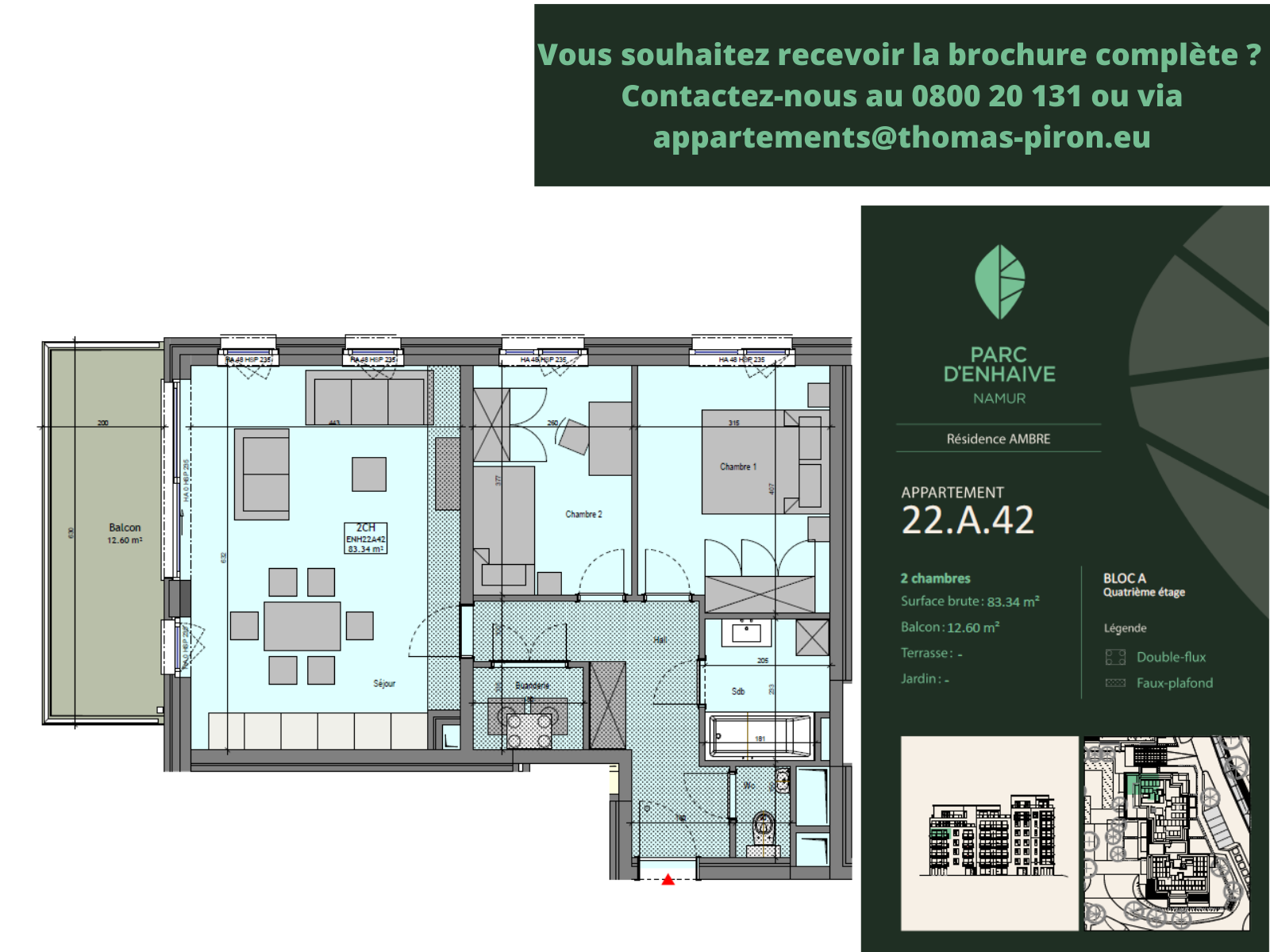 Appartement à vendre à Jambes 5100 0.00€ 2 chambres 83.34m² - annonce 555480