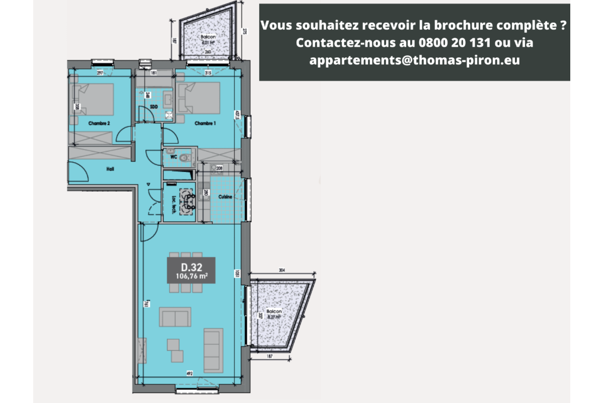Appartement à vendre à Gembloux 5030 345000.00€ 2 chambres 107.00m² - annonce 601804