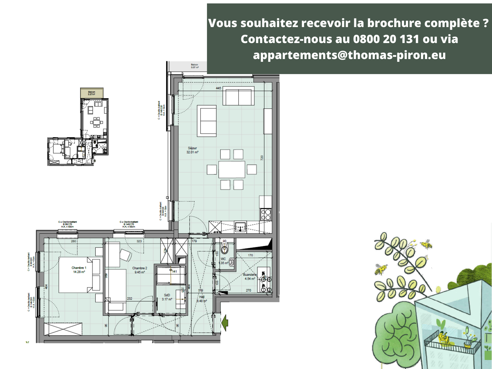 Appartement à vendre à Gembloux 5030 328000.00€ 2 chambres 91.00m² - annonce 601824