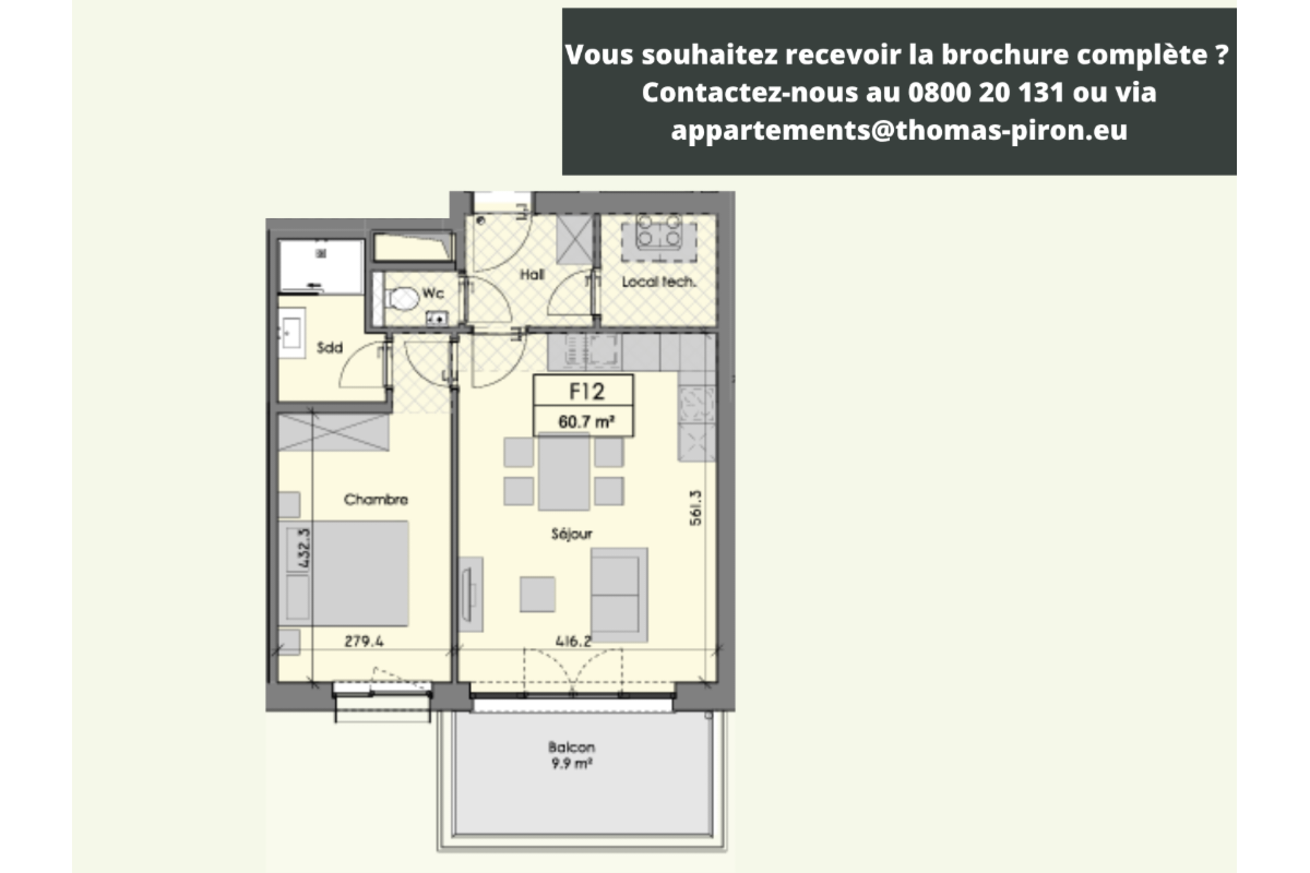 Appartement à vendre à Ciney 5590 238000.00€ 1 chambres 60.70m² - annonce 601895