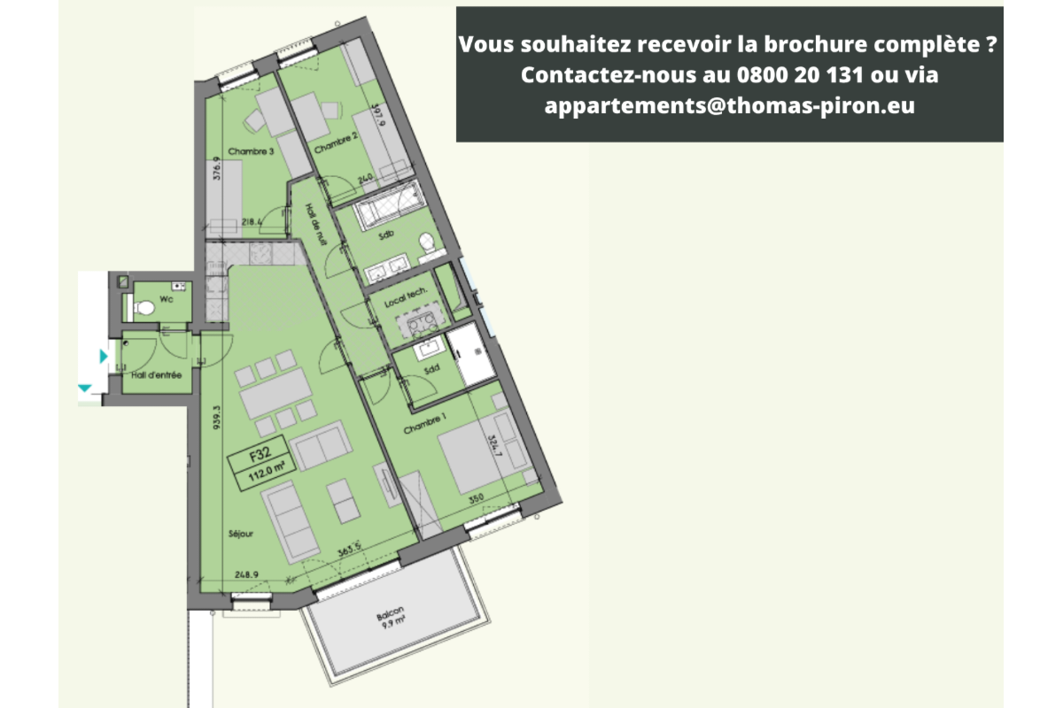 Appartement à vendre à Ciney 5590 405000.00€ 3 chambres 112.00m² - annonce 601894