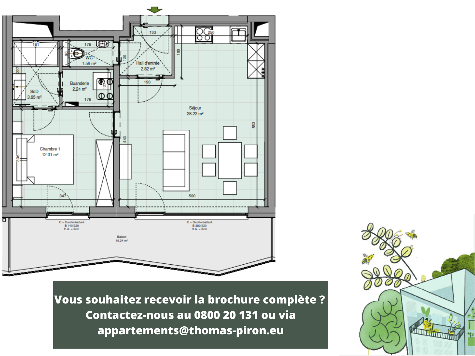 Appartement à vendre à Gembloux 5030 273000.00€ 1 chambres 60.00m² - annonce 601801