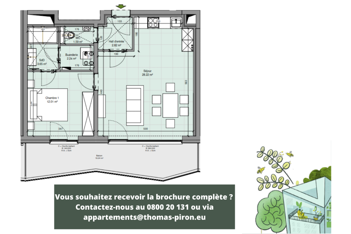 Appartement à vendre à Gembloux 5030 273000.00€ 1 chambres 60.00m² - annonce 601801