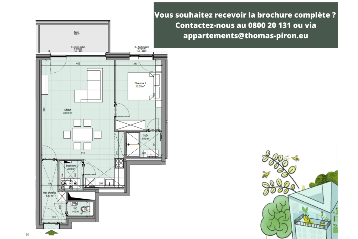 Appartement à vendre à Gembloux 5030 246000.00€ 1 chambres 70.00m² - annonce 601821