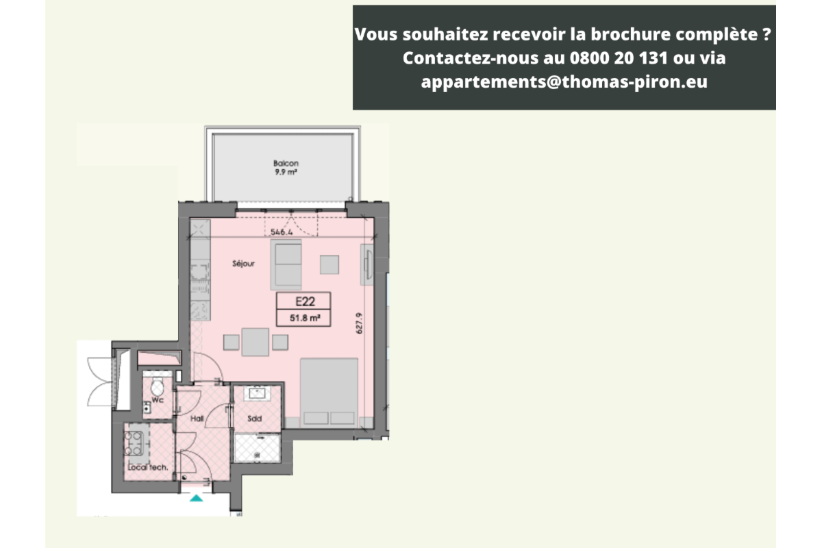 Appartement à vendre à Ciney 5590 208000.00€  chambres 51.80m² - annonce 601878
