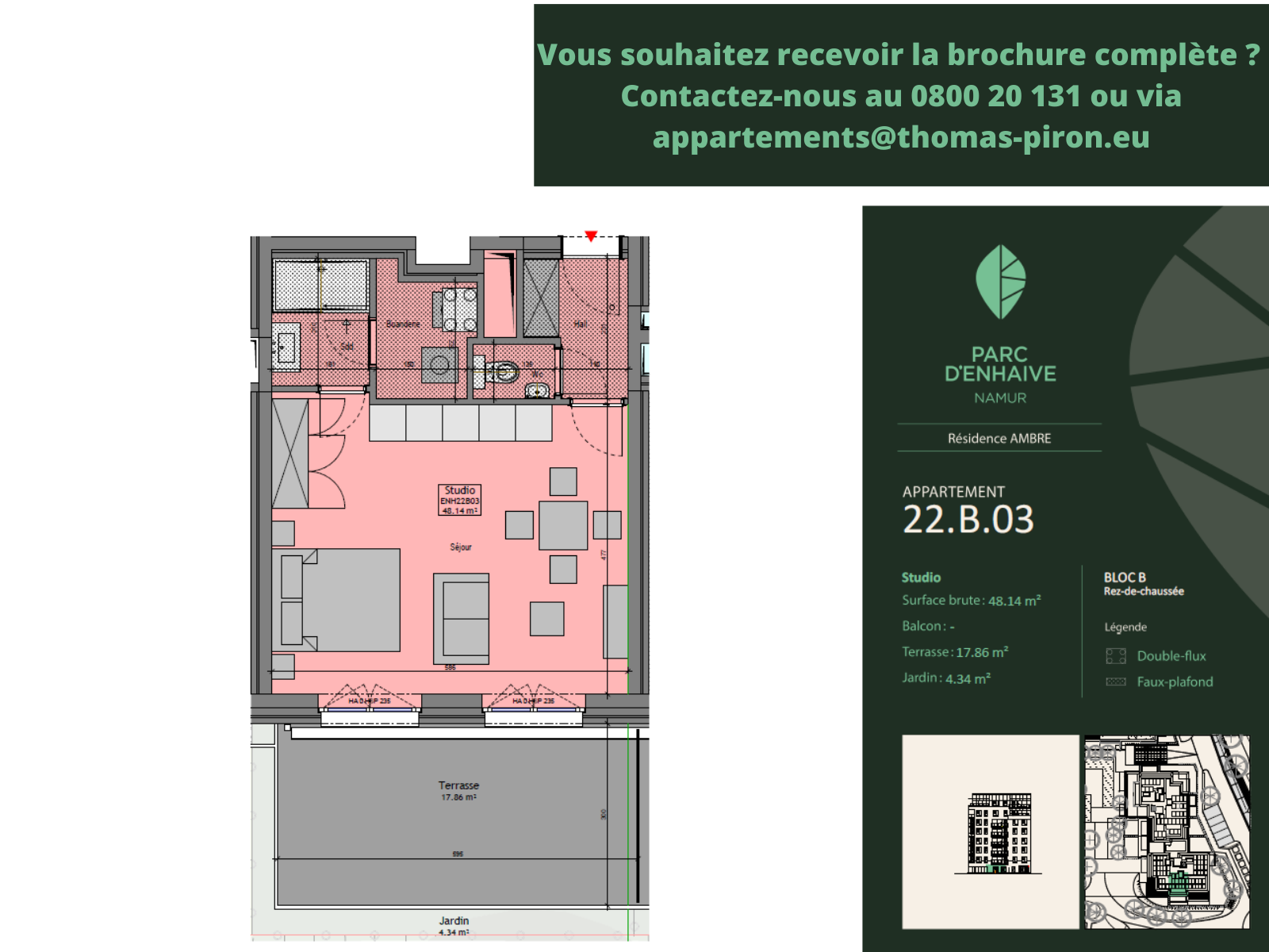 Studio à vendre à Jambes 5100 0.00€ chambres 48.14m² - annonce 604737