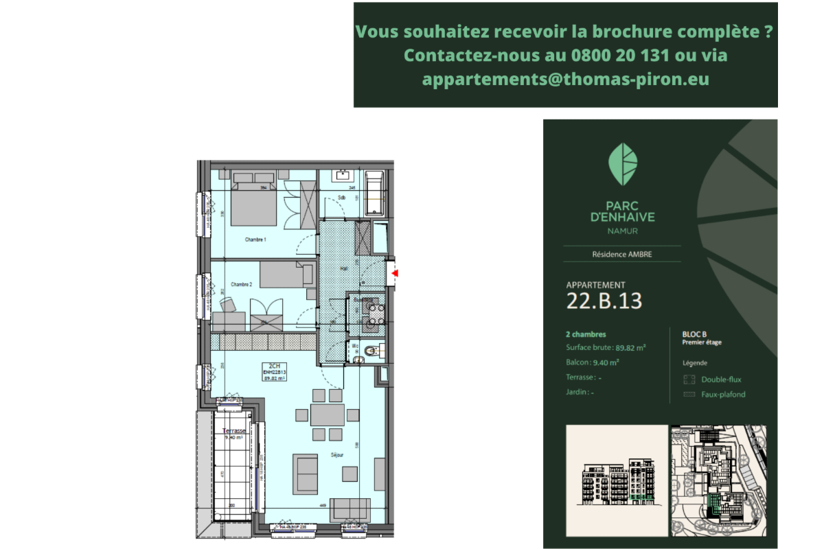 Appartement à vendre à Jambes 5100 0.00€ 2 chambres 89.82m² - annonce 604731