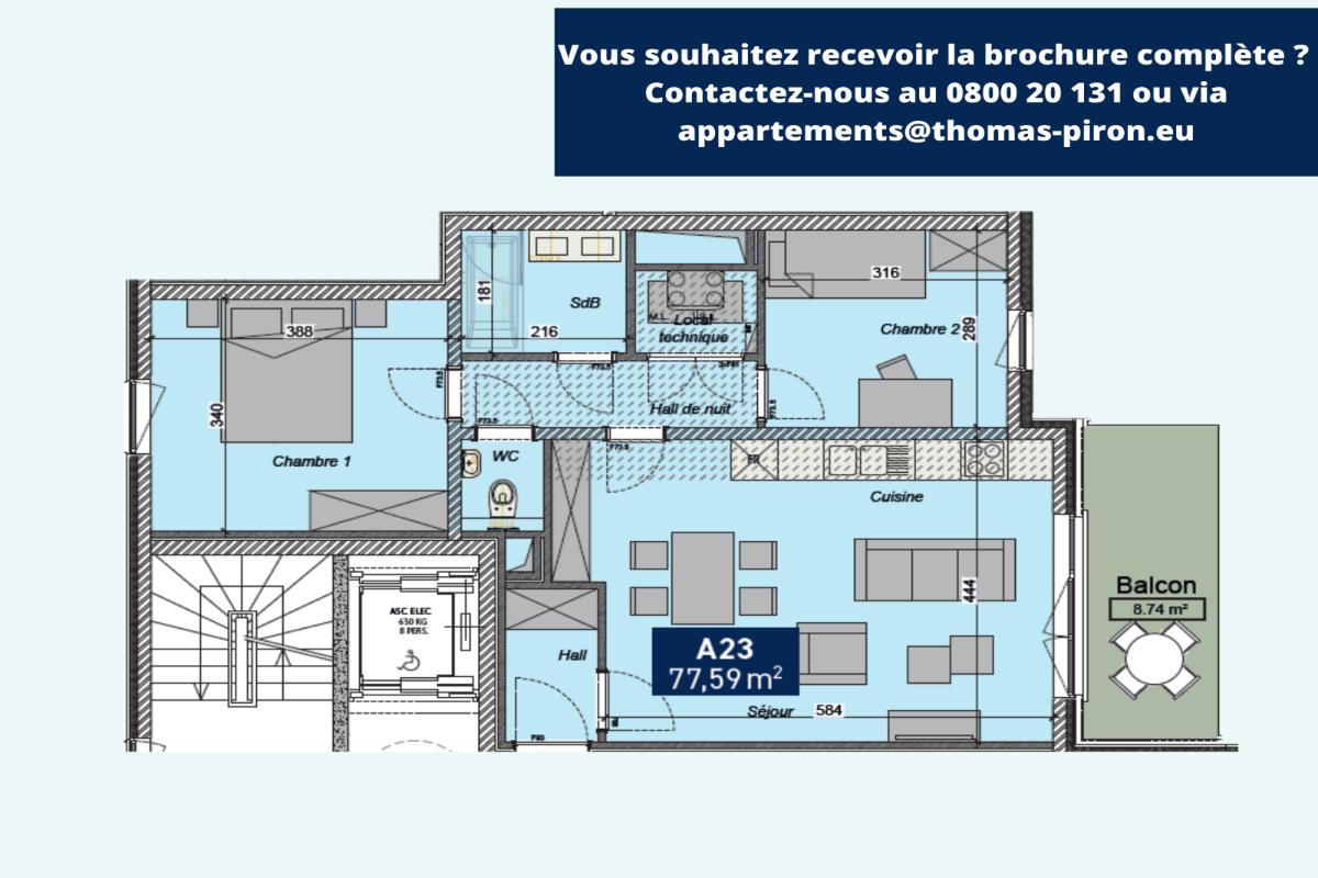 Appartement à vendre à Namur 5000 240471.00€ 2 chambres 77.59m² - annonce 610439