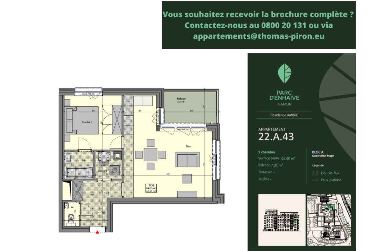 Appartement à vendre à Jambes 5100 0.00€ 1 chambres 65.60m² - annonce 670767