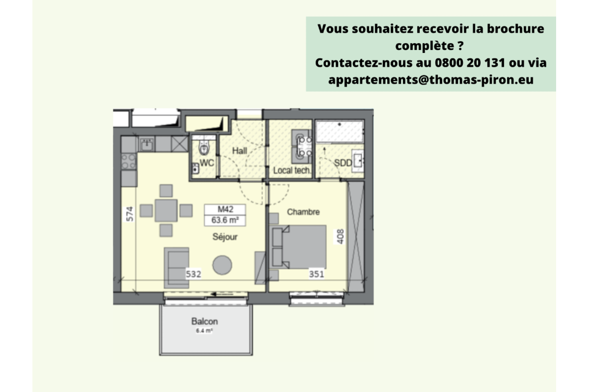 Appartement à vendre à Sambreville 5060 221322.00€ 1 chambres 63.60m² - annonce 670815