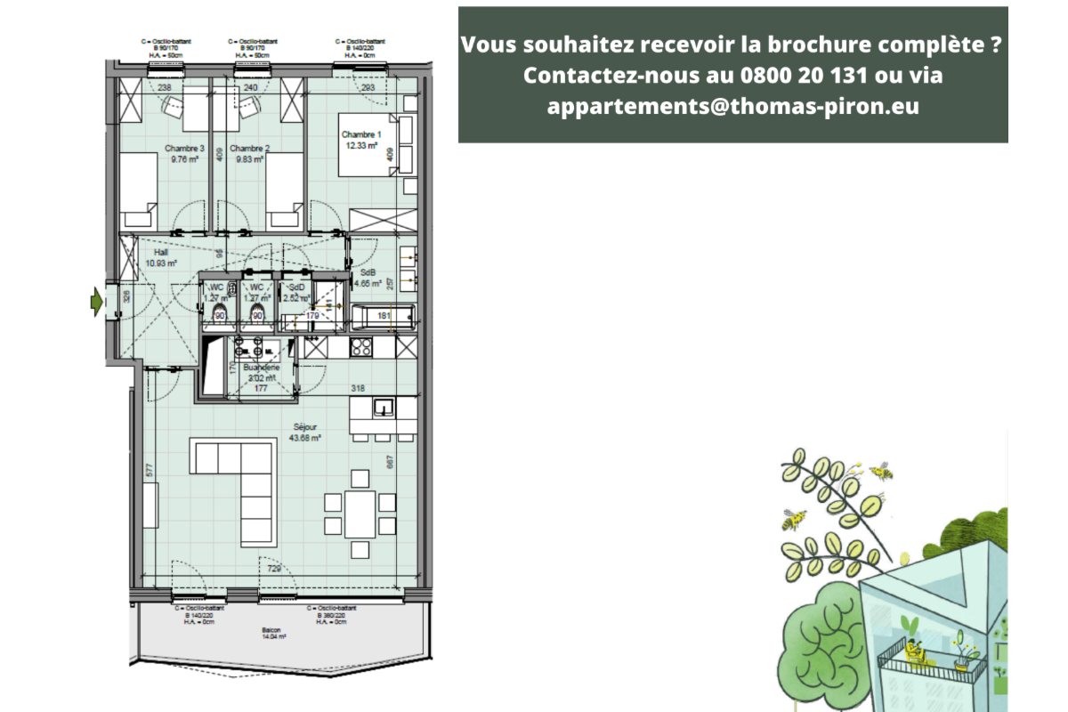 Appartement à vendre à Gembloux 5030 398000.00€ 3 chambres 114.00m² - annonce 670693