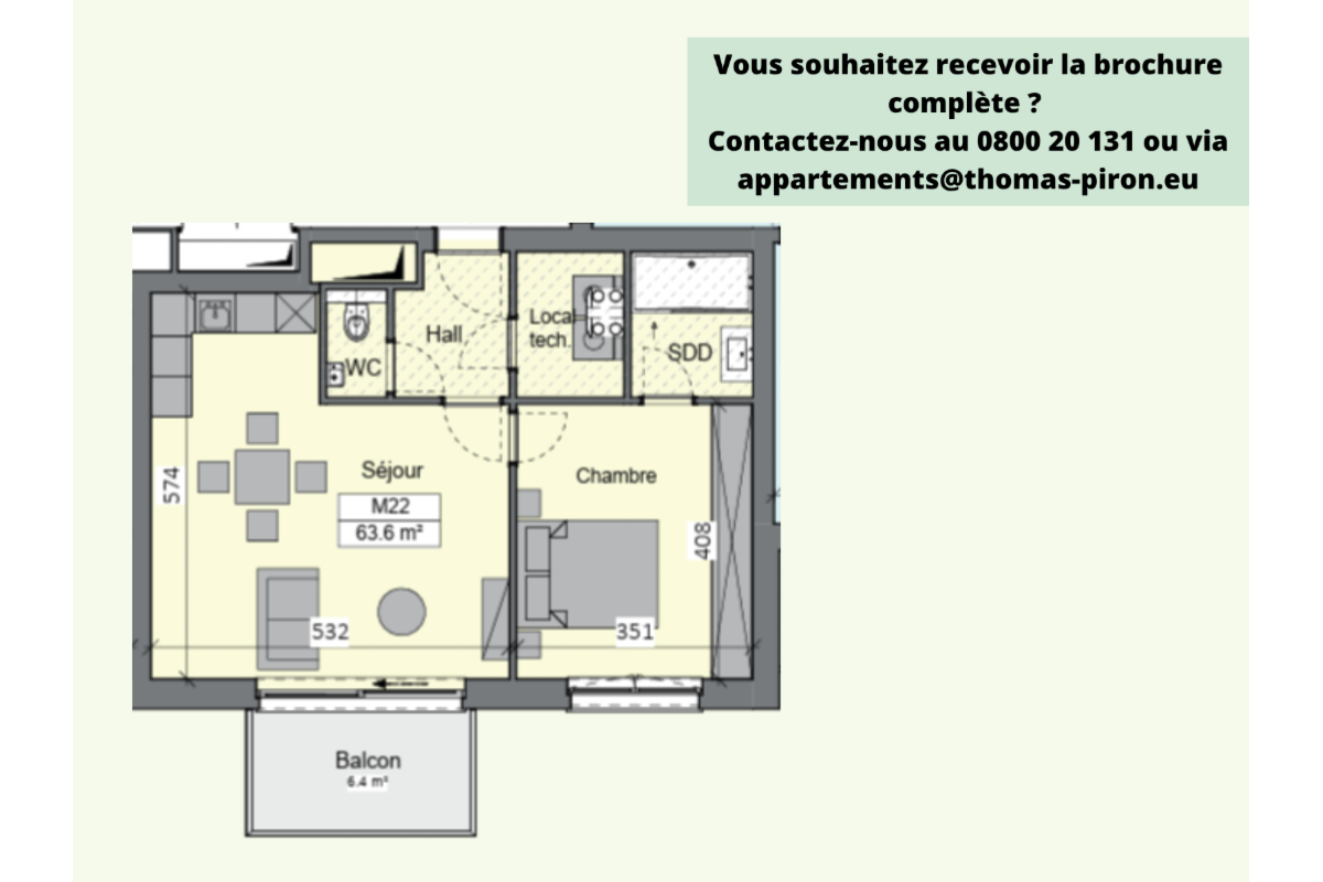 Appartement à vendre à Sambreville 5060 196322.00€ 1 chambres 63.60m² - annonce 670836