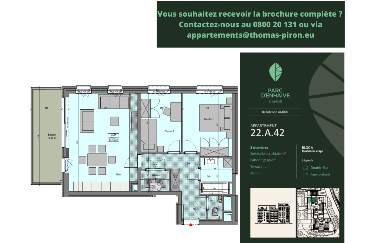 Appartement à vendre à Jambes 5100 0.00€ 2 chambres 83.34m² - annonce 670771