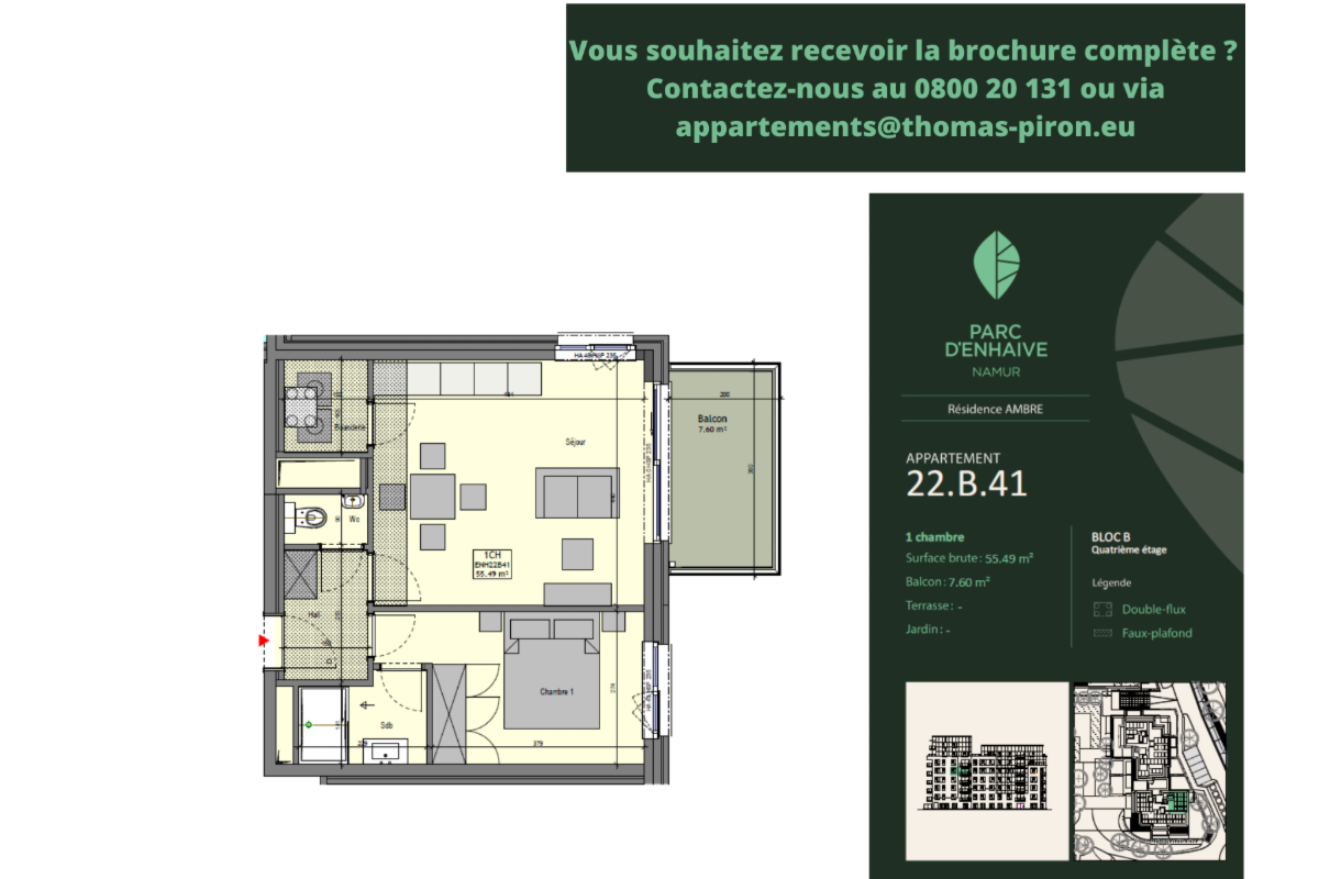 Appartement à vendre à Jambes 5100 0.00€ 1 chambres 55.49m² - annonce 670768