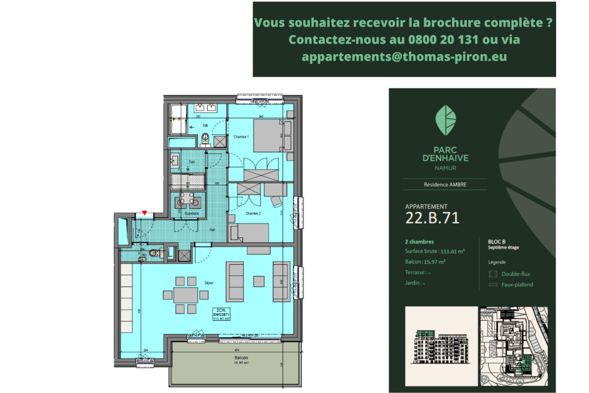 Appartement à vendre à Jambes 5100 0.00€ 2 chambres 111.61m² - annonce 670766