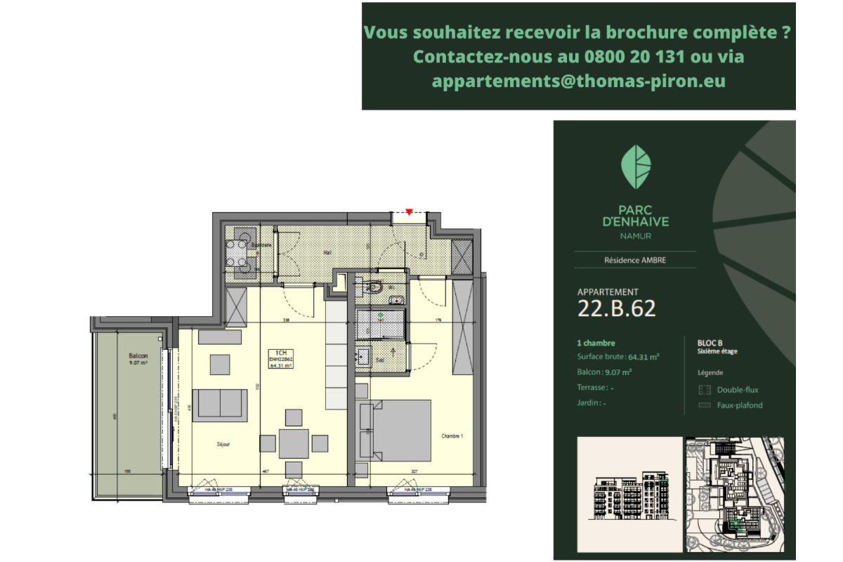 Appartement à vendre à Namur 5000 0.00€ 1 chambres 64.31m² - annonce 670588