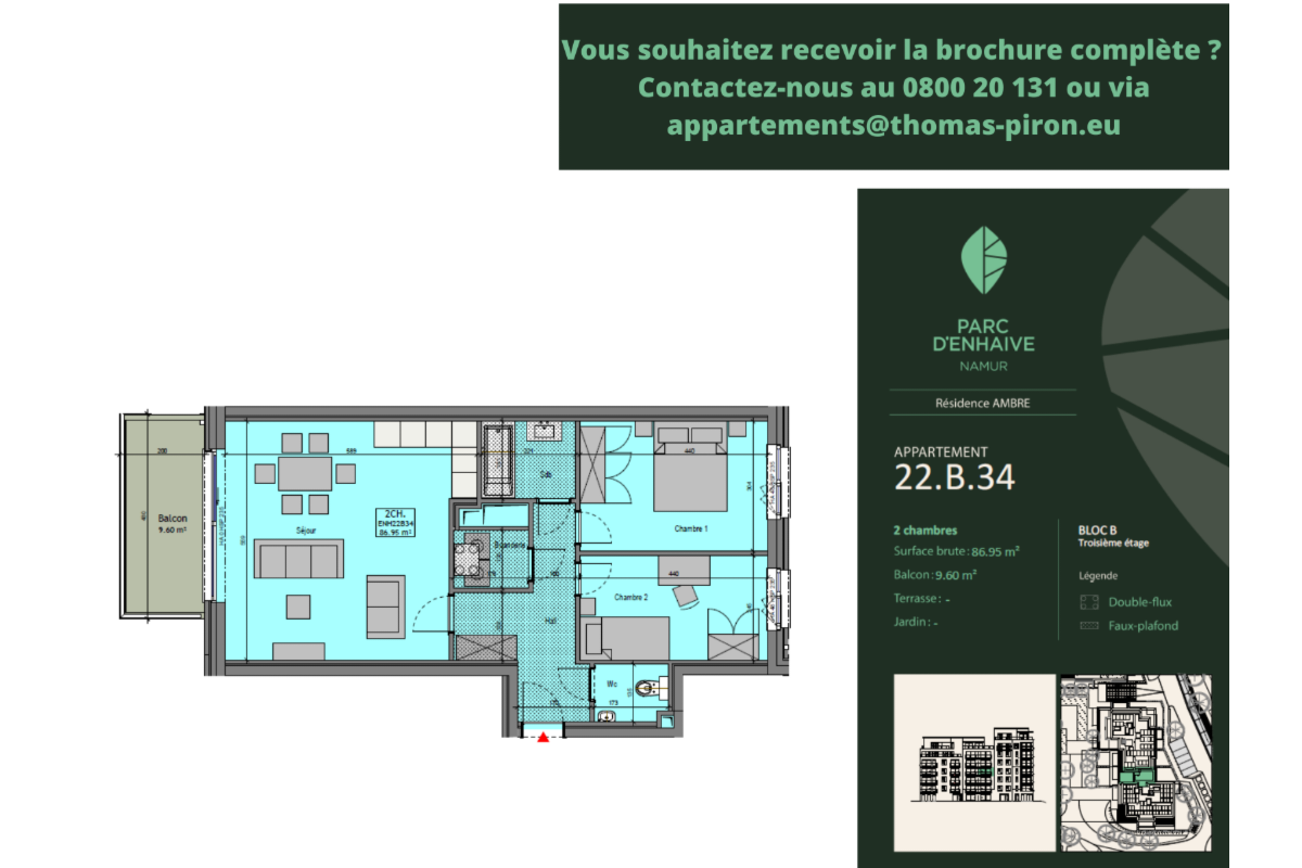 Appartement à vendre à Jambes 5100 0.00€ 2 chambres 86.95m² - annonce 670769